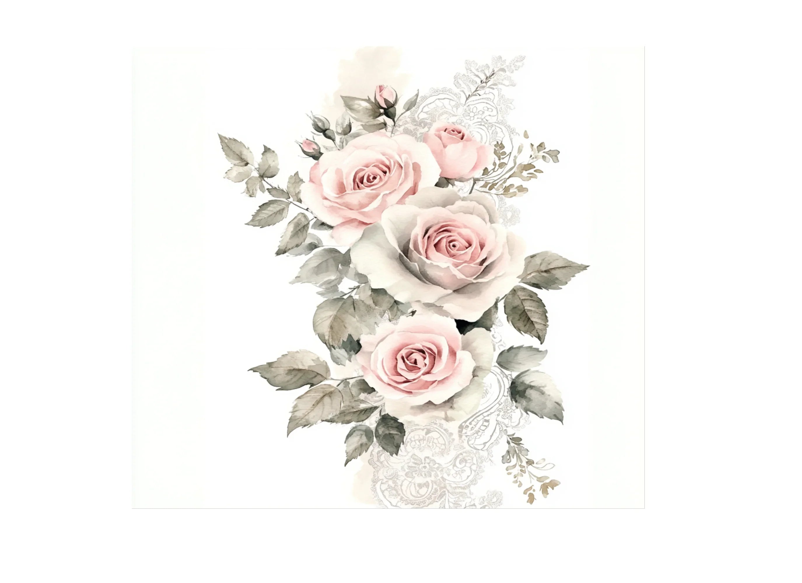 Elegant Pink Rose and Lace Clipart Bundle