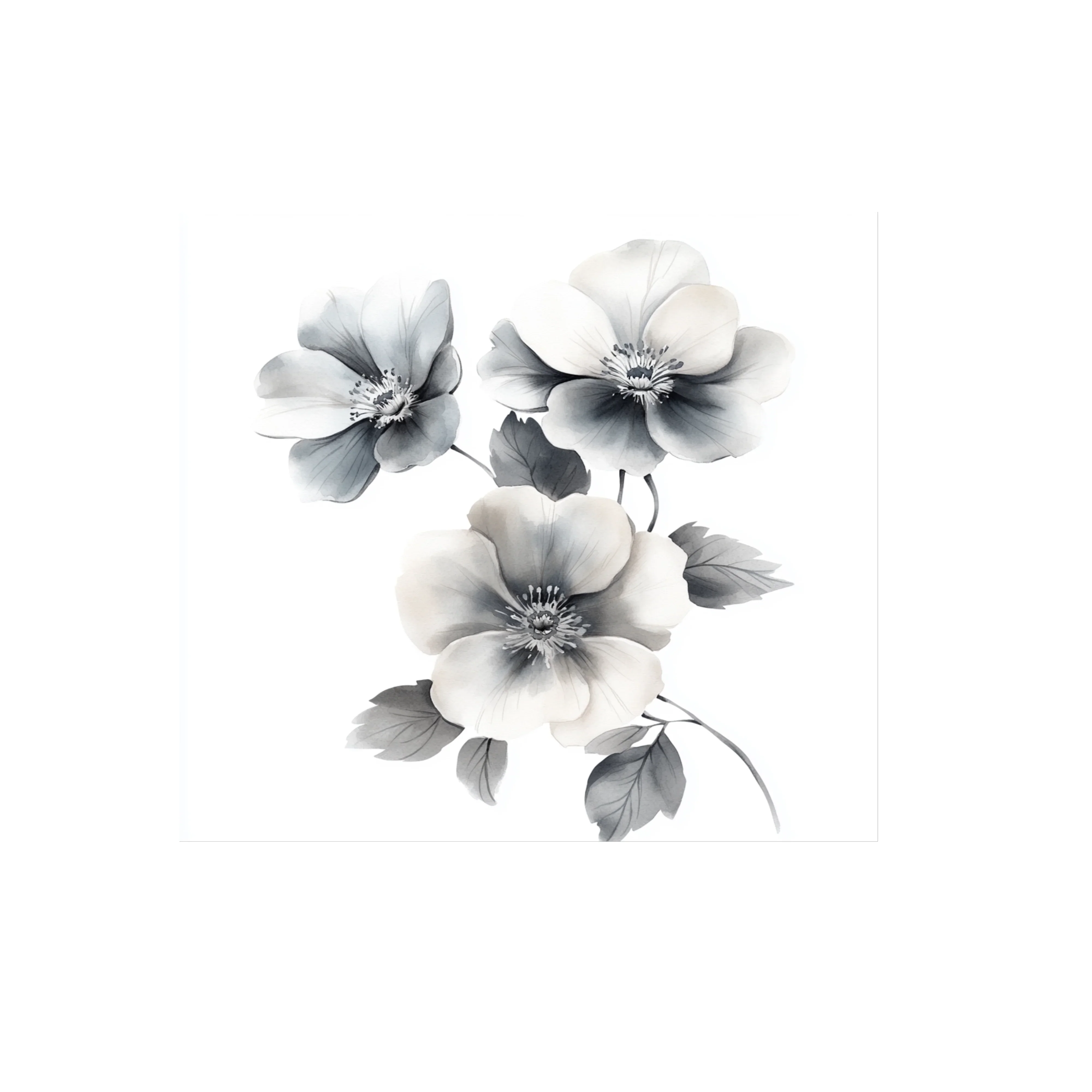 Monochrome Floral Arrangement Clipart Bundle