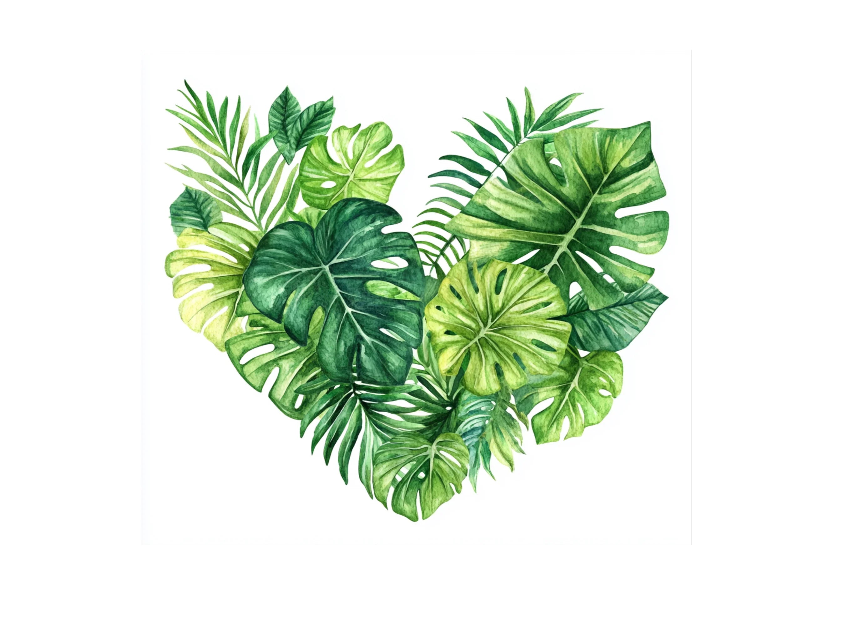 Tropical Leaf Heart Clipart Bundle