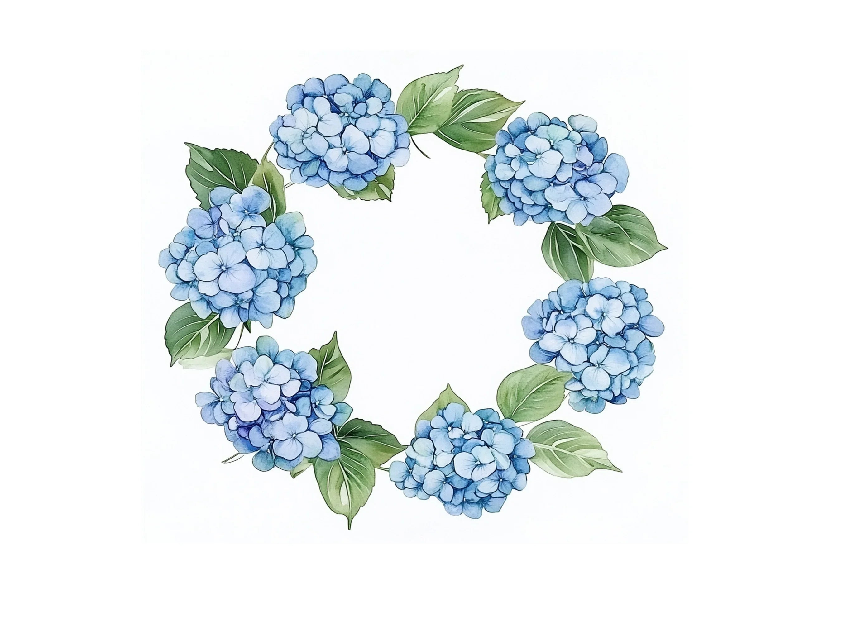 Blue Hydrangea Wreaths Clipart Bundle