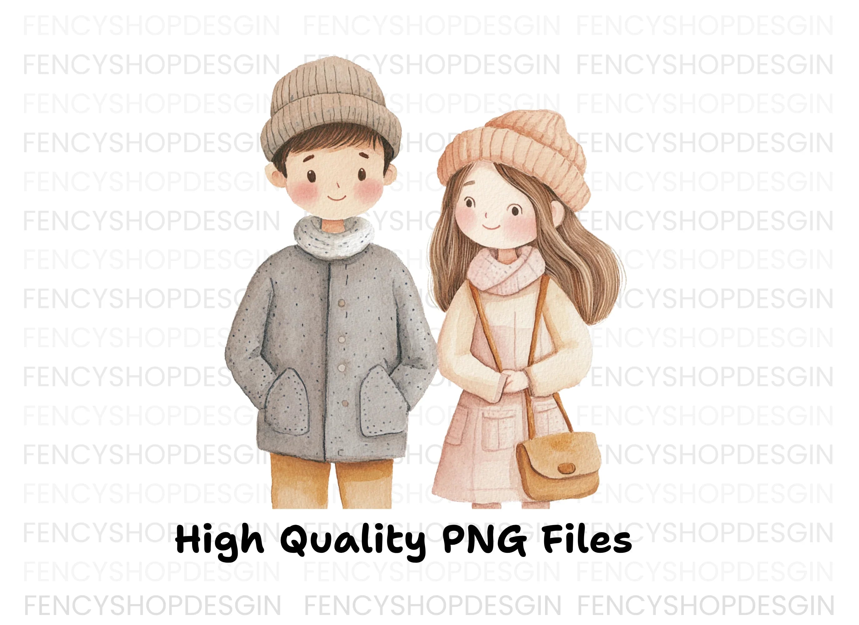 Charming Winter Couple Clipart Bundle