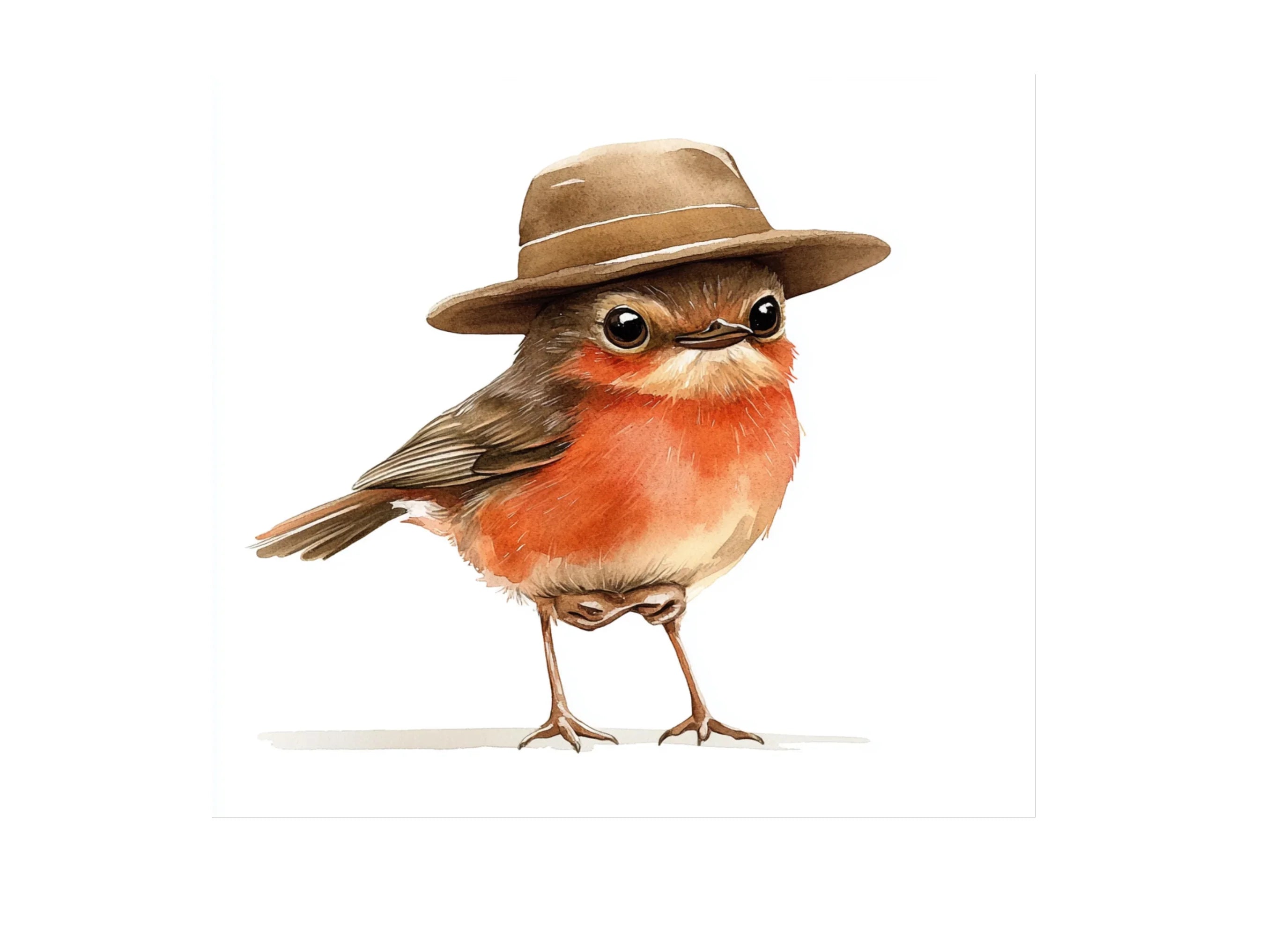 Cute Robin Birds with Straw Hats Clipart Bundle