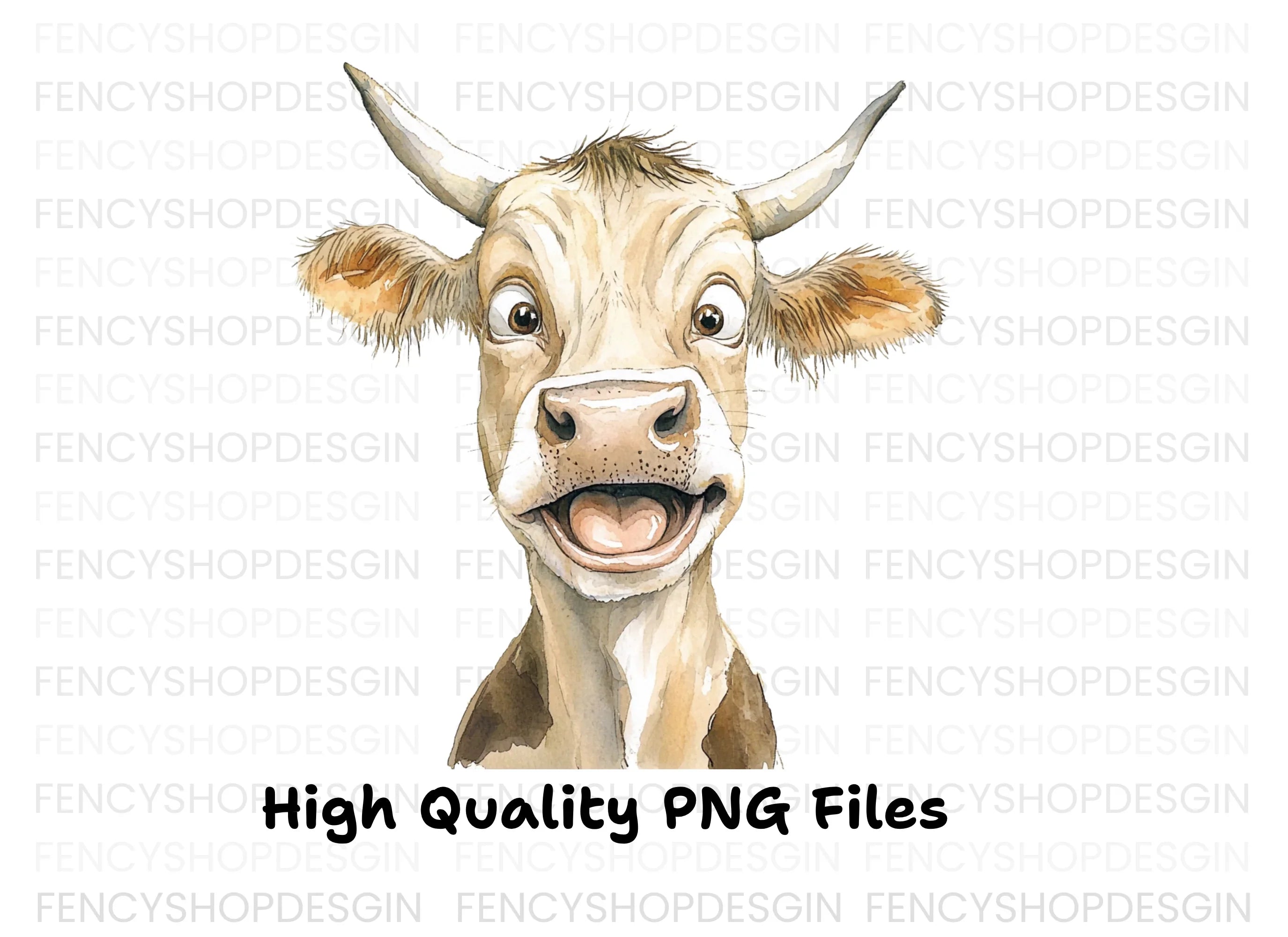 Funny Cartoon Cow Faces Clipart Bundle