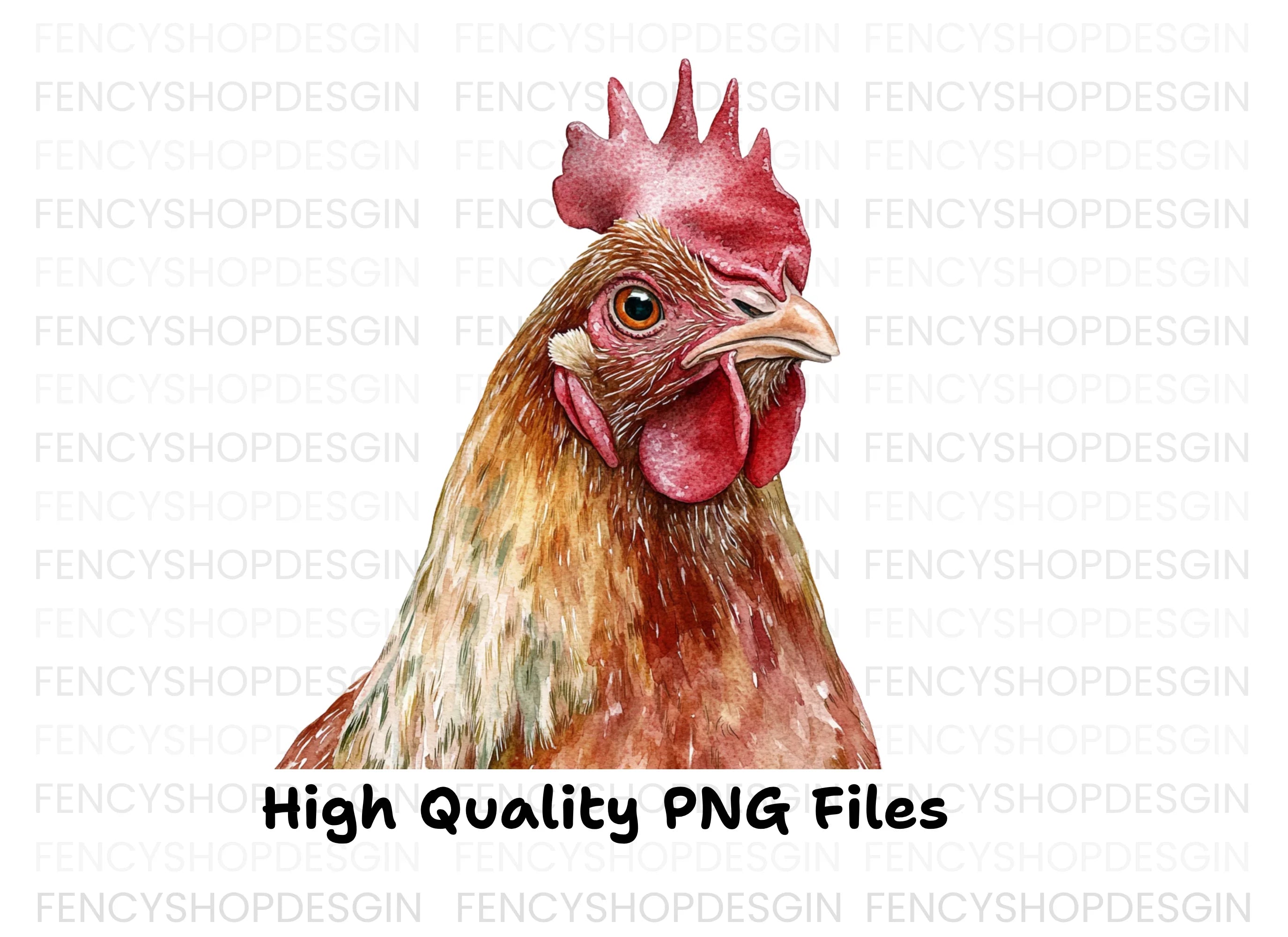 Realistic Brown Chicken Head Clipart Bundle