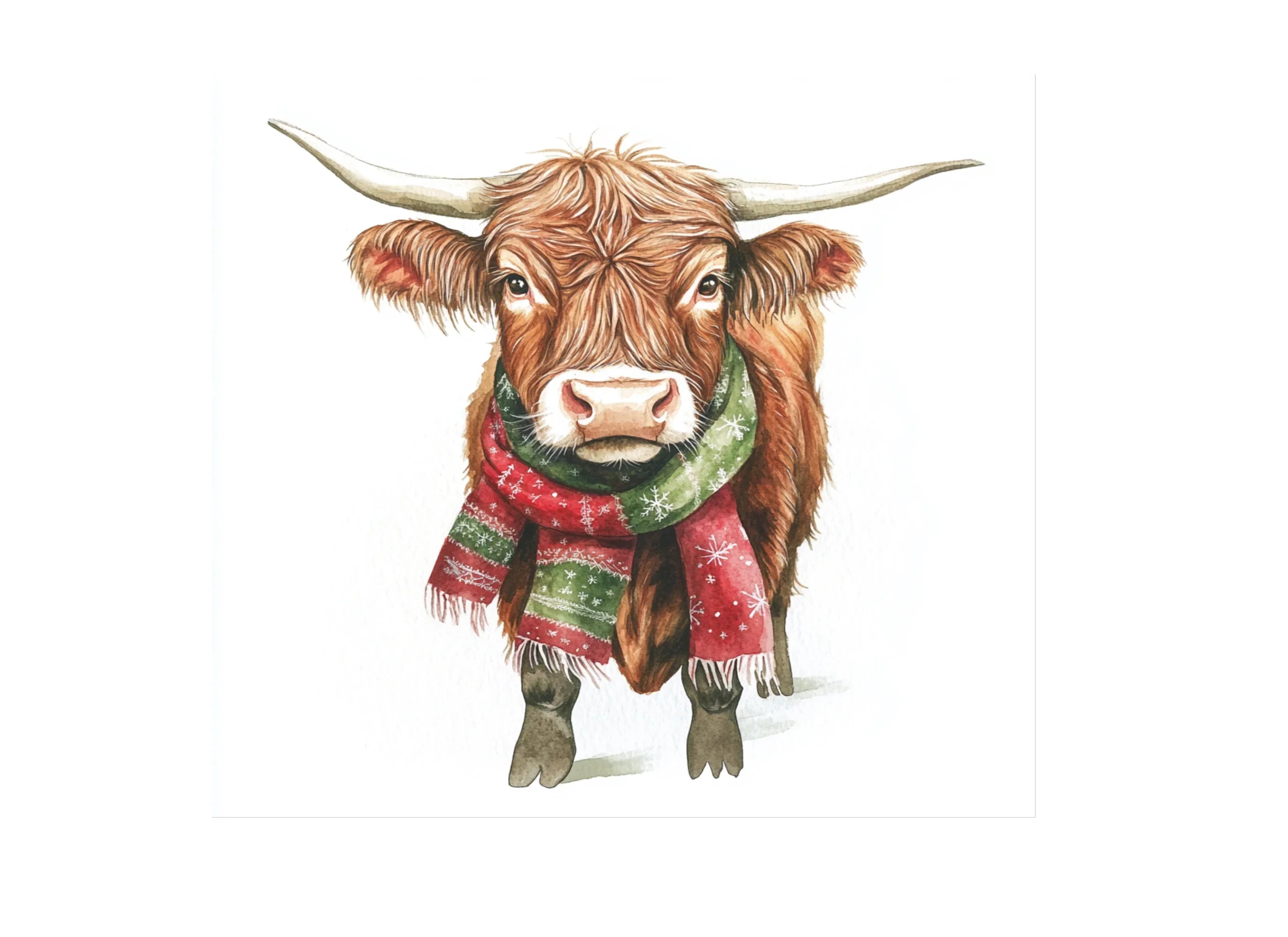 Festive Highland Cow Clipart Bundle