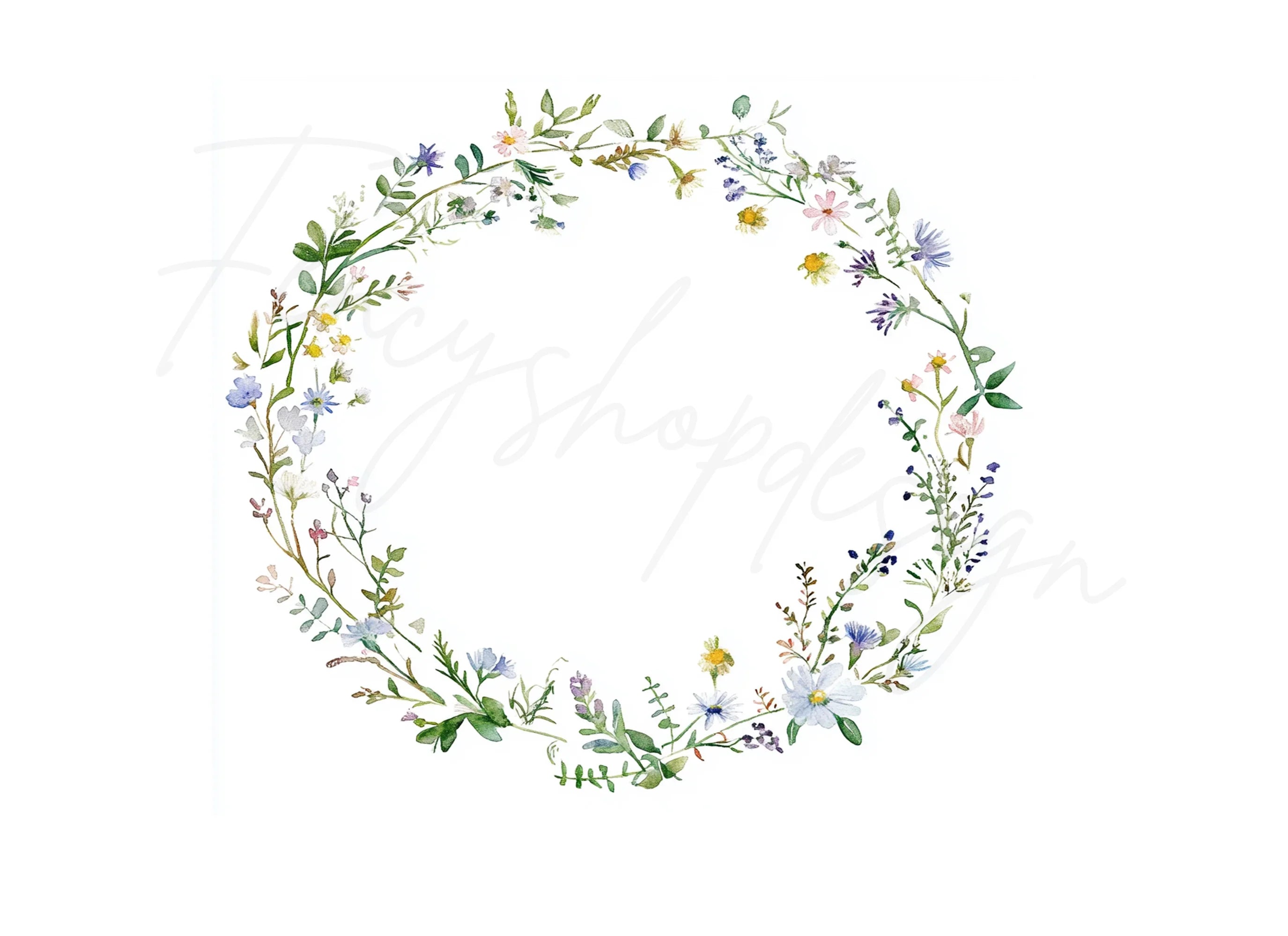 Delicate Wildflower Wreaths Clipart Bundle