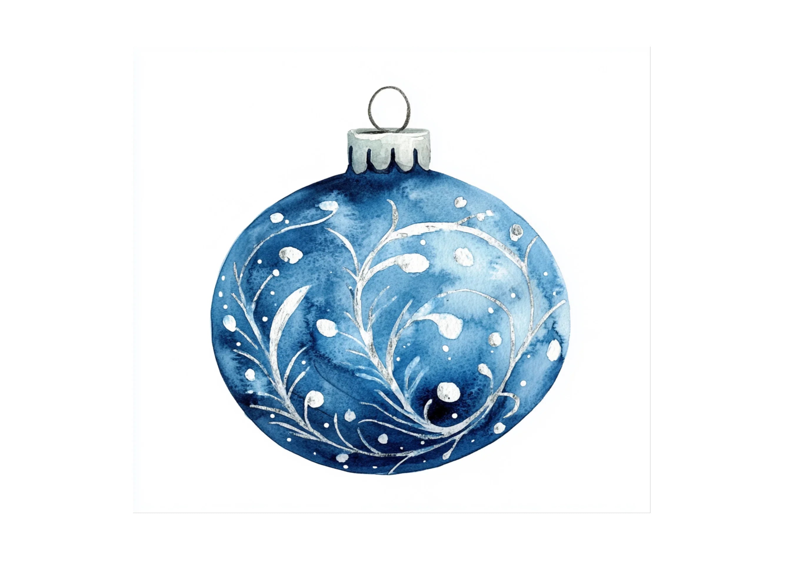Elegant Blue Christmas Ball Ornament Clipart Bundle