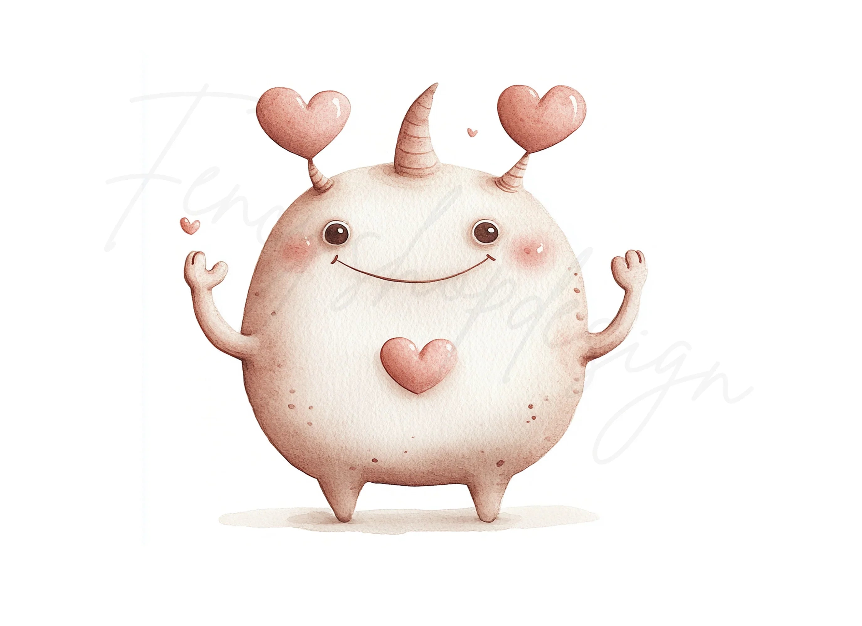 Cute Love Monster Clipart Bundle