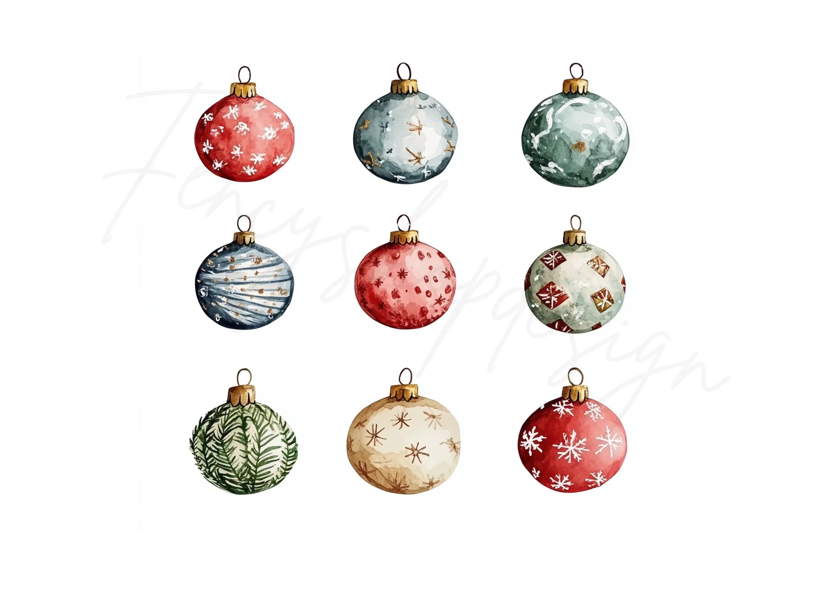 Christmas Ornaments Clipart Bundle