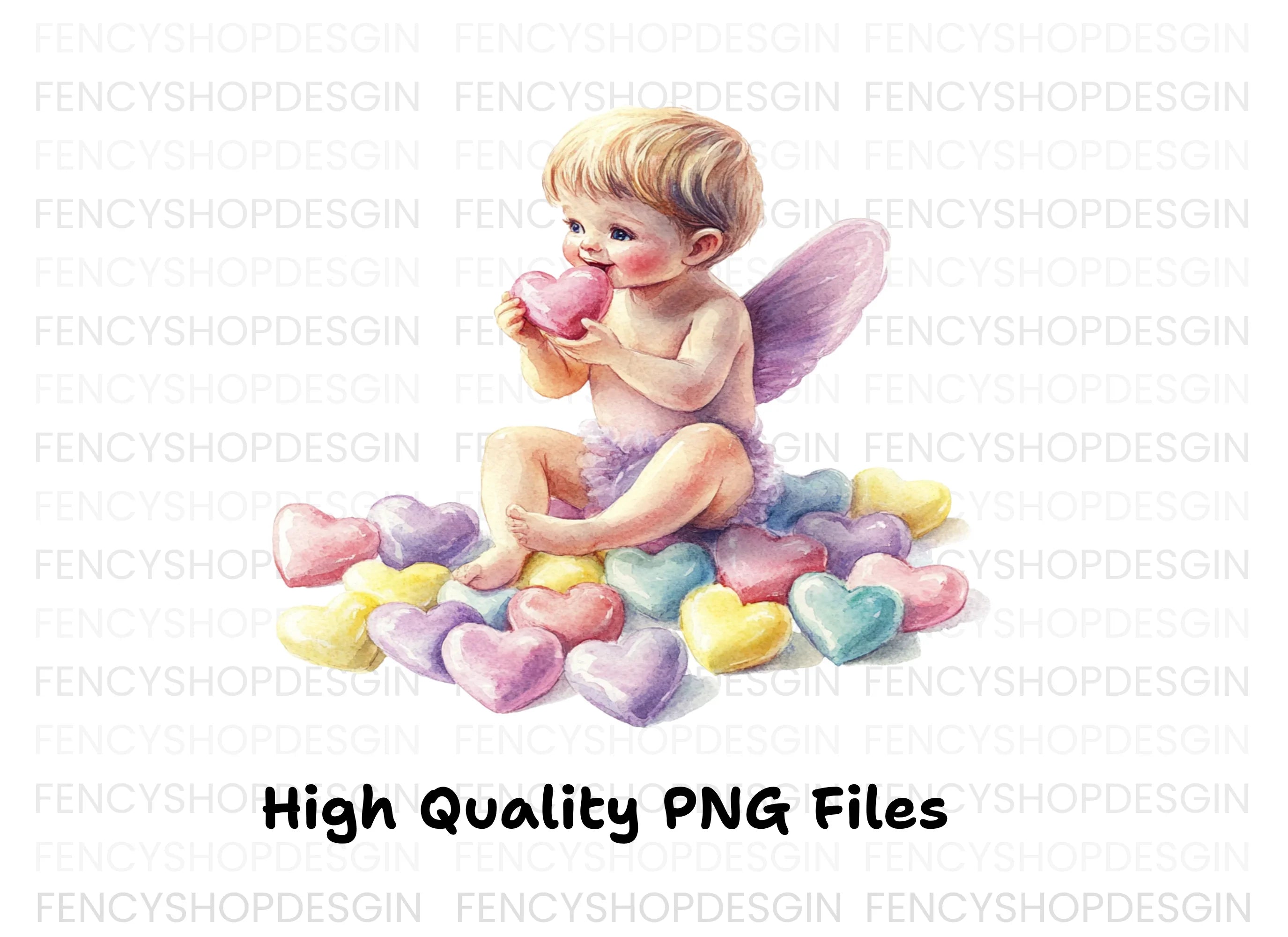 Sweet Cupid Babies with Candy Hearts Clipart Bundle