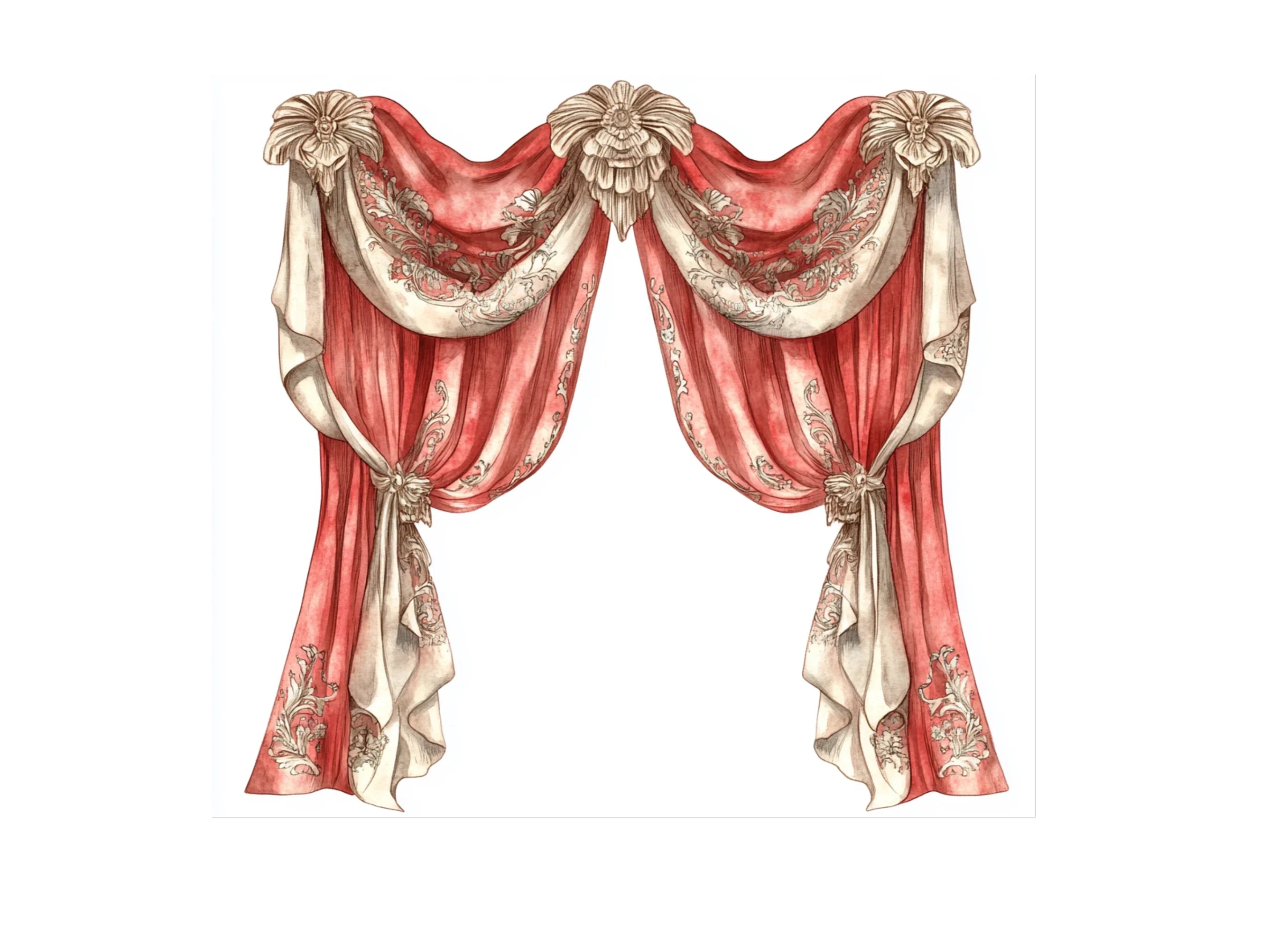 Ornate Victorian Drapes Clipart Bundle