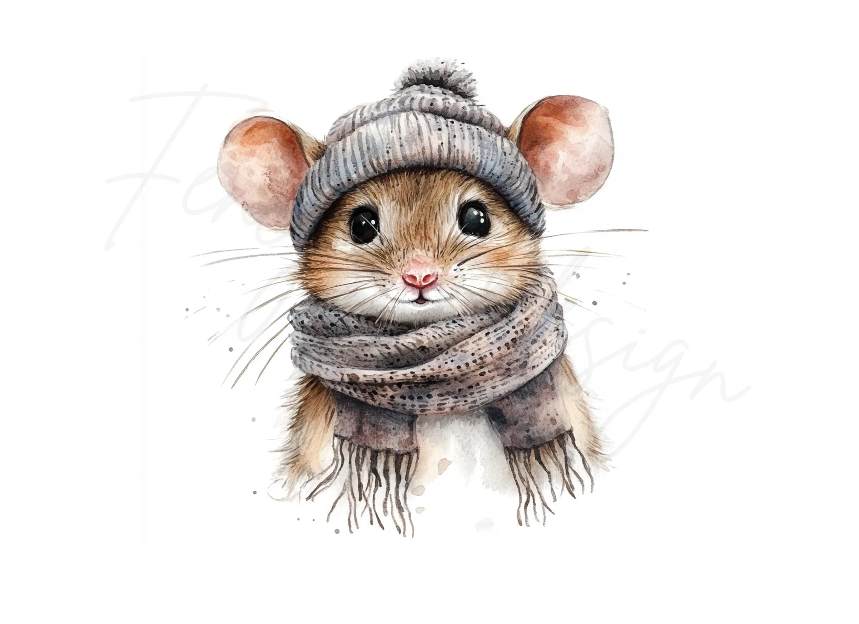 Cute Winter Mouse Clipart Bundle