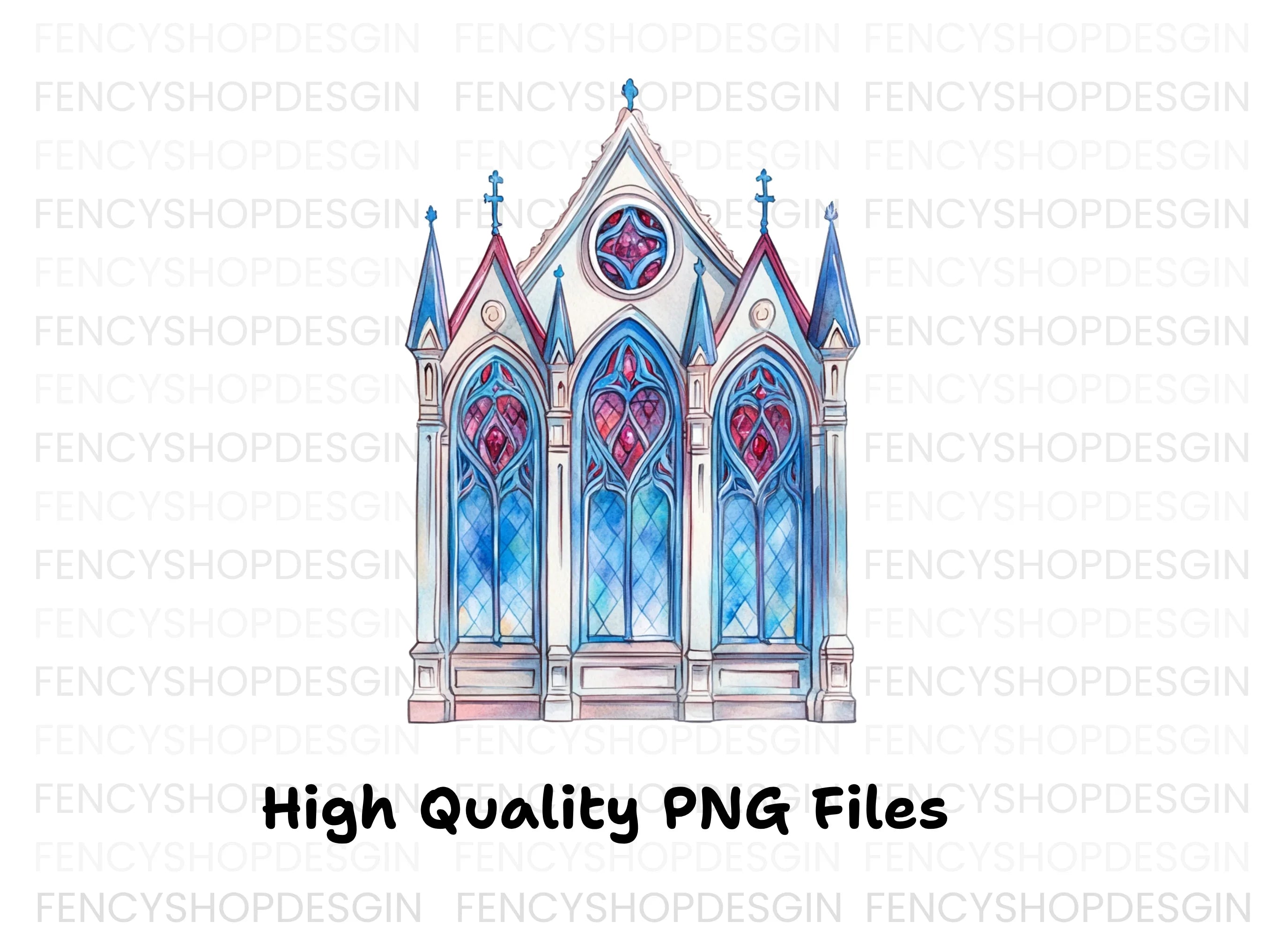 Gothic Stained Glass Windows Clipart Bundle