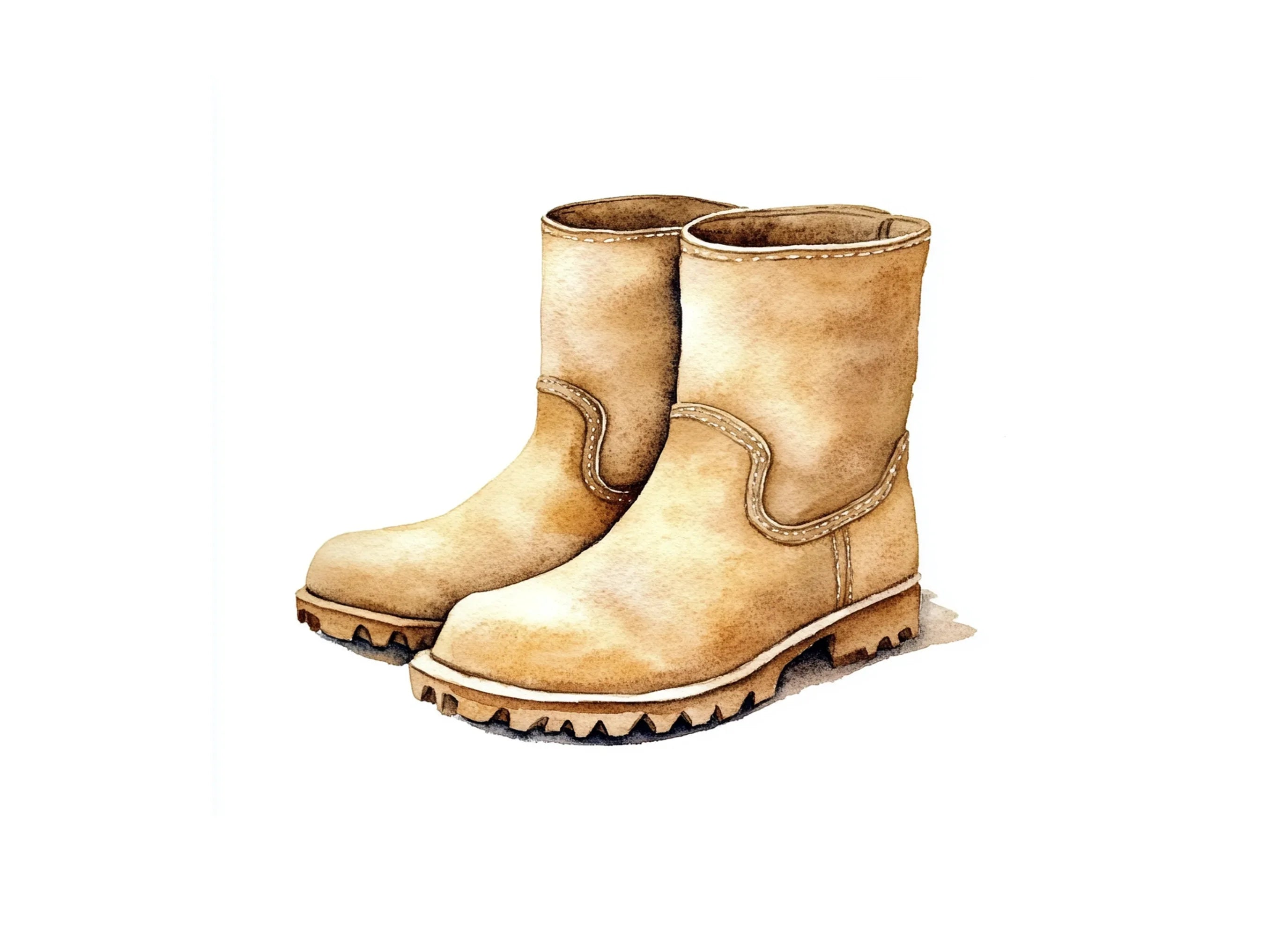 Beige Work Boots Clipart Bundle