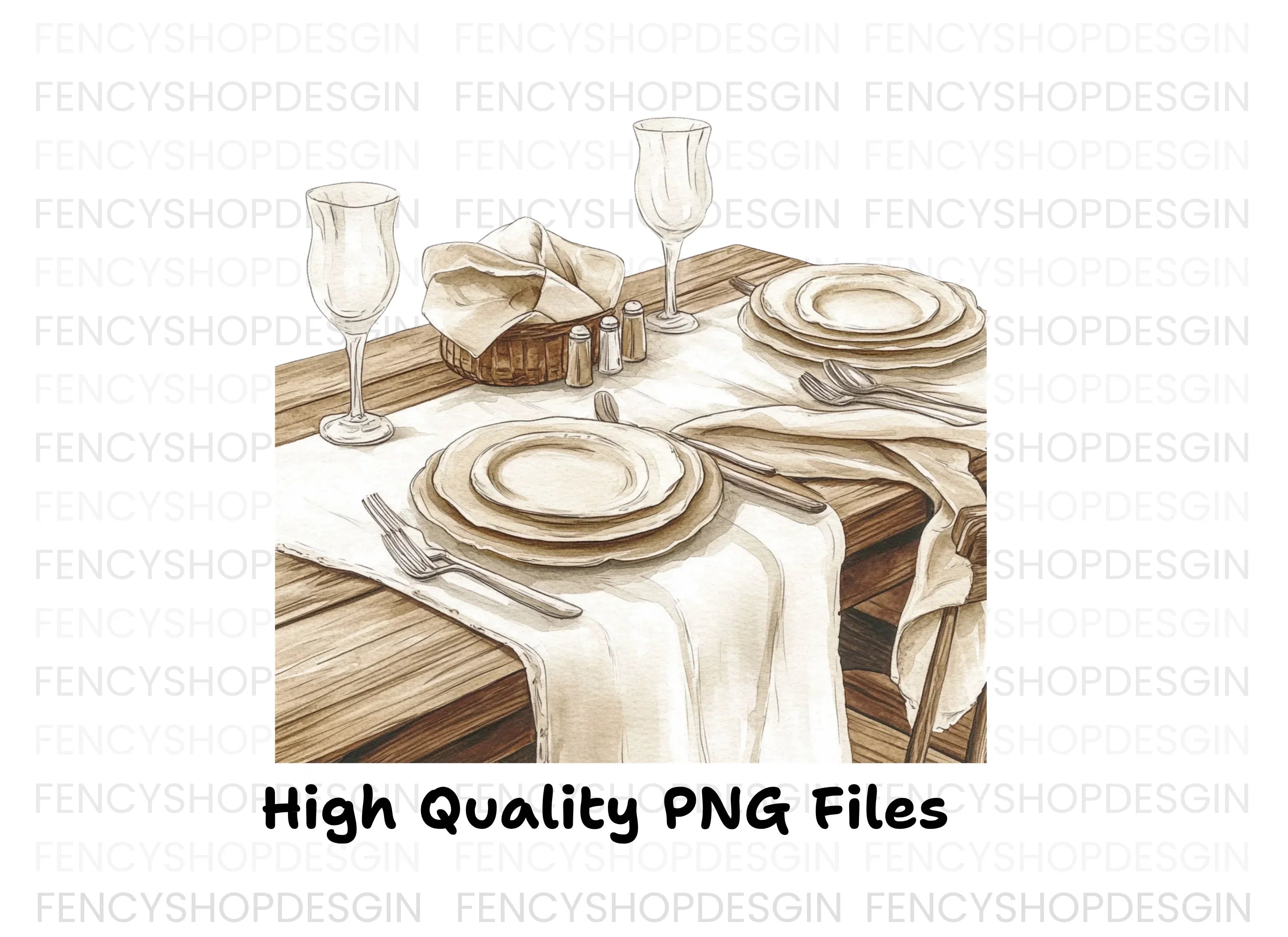 Elegant Dining Table Settings Clipart Bundle