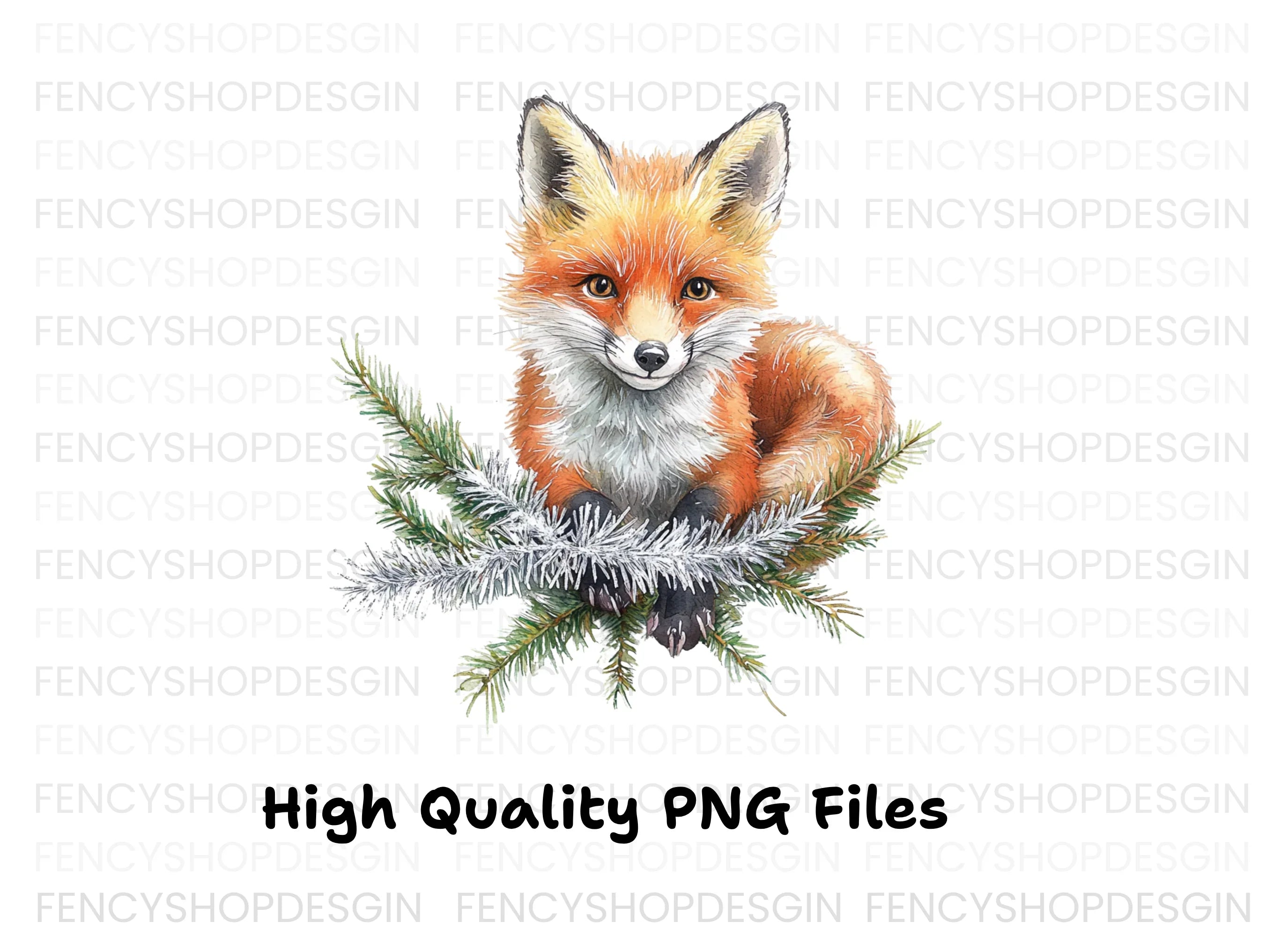 Cute Christmas Fox Clipart Bundle
