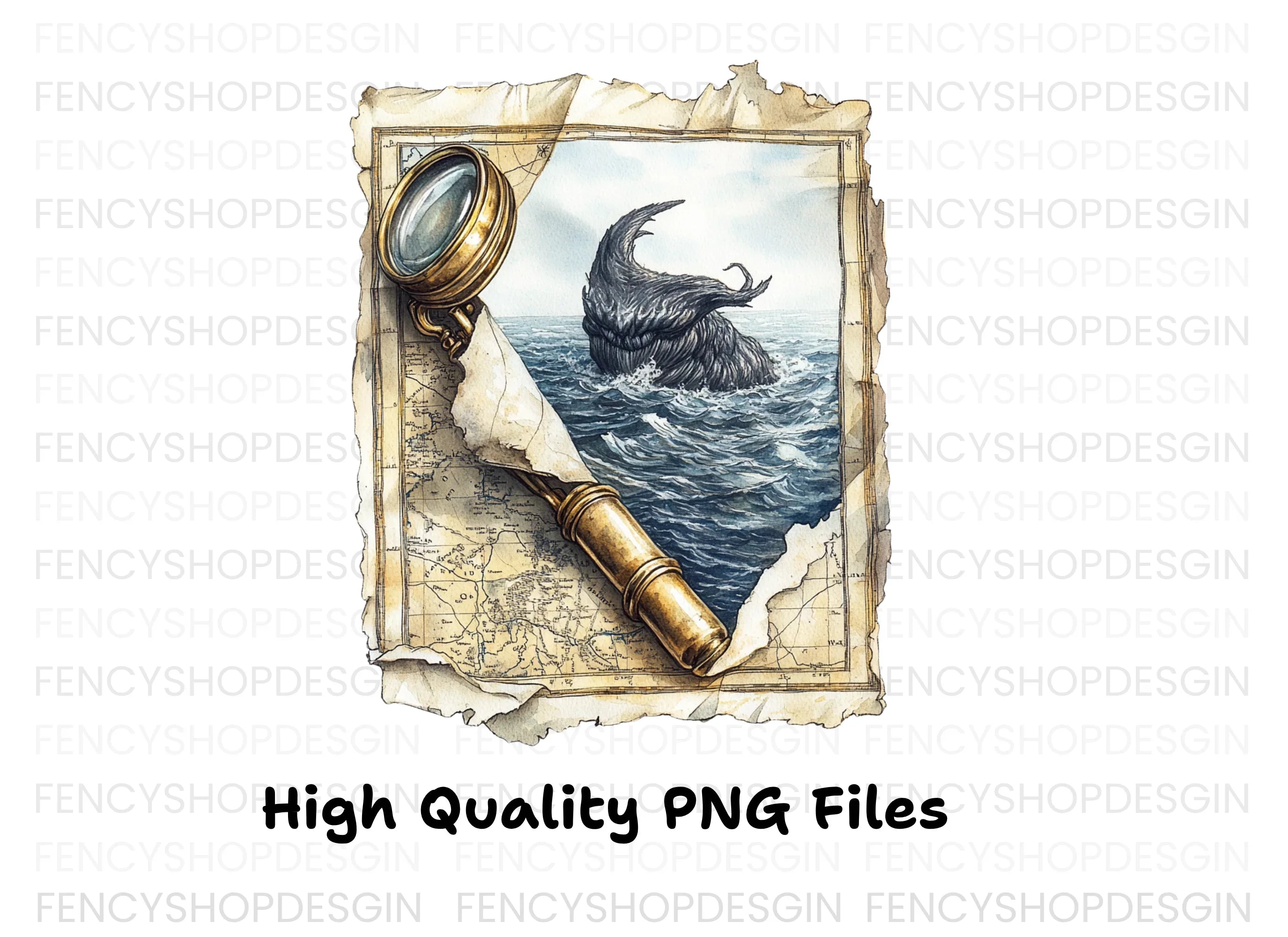 Sea Monster Map Adventure Clipart Bundle