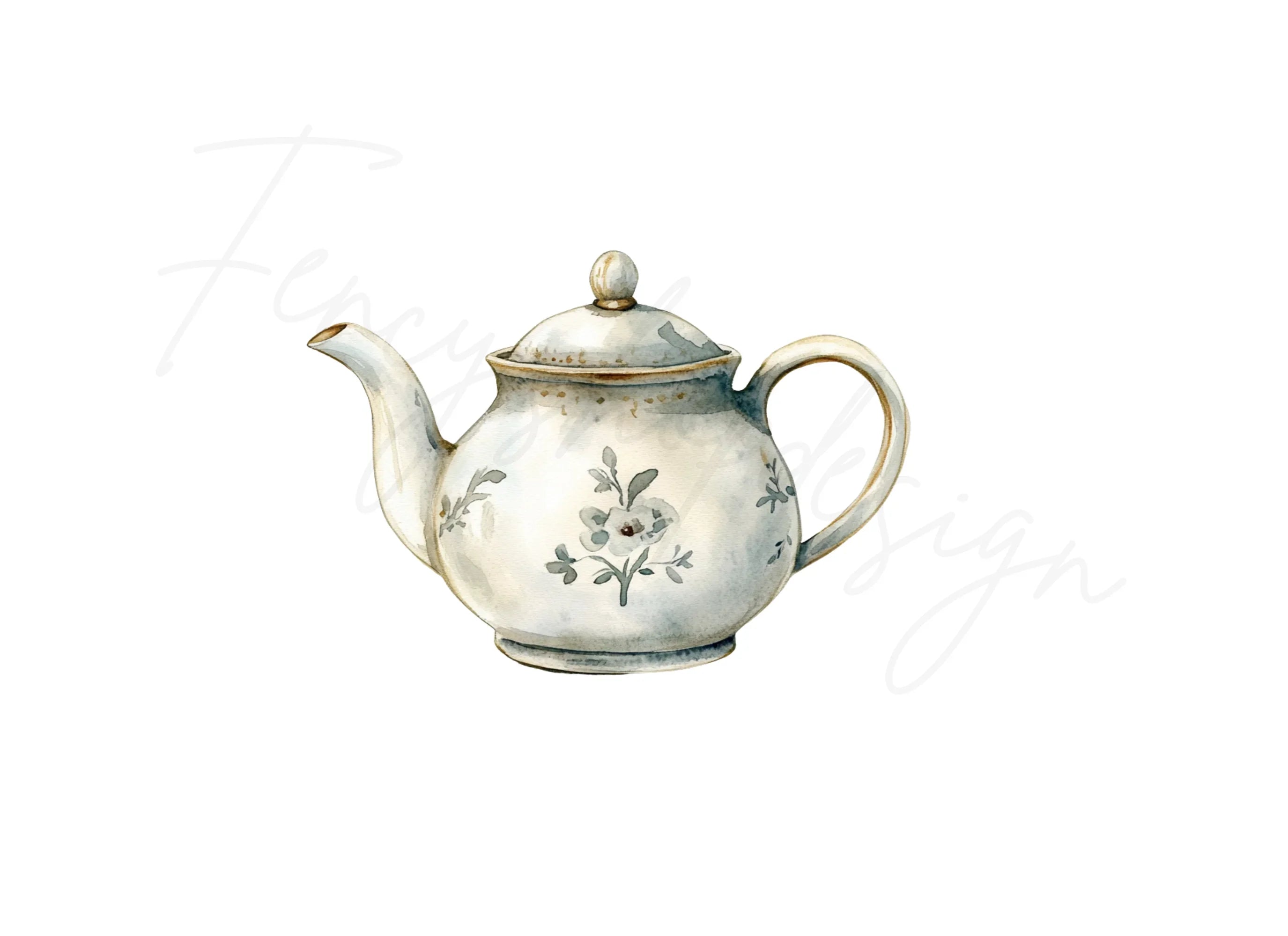Elegant Neutral Teapots Clipart Bundle