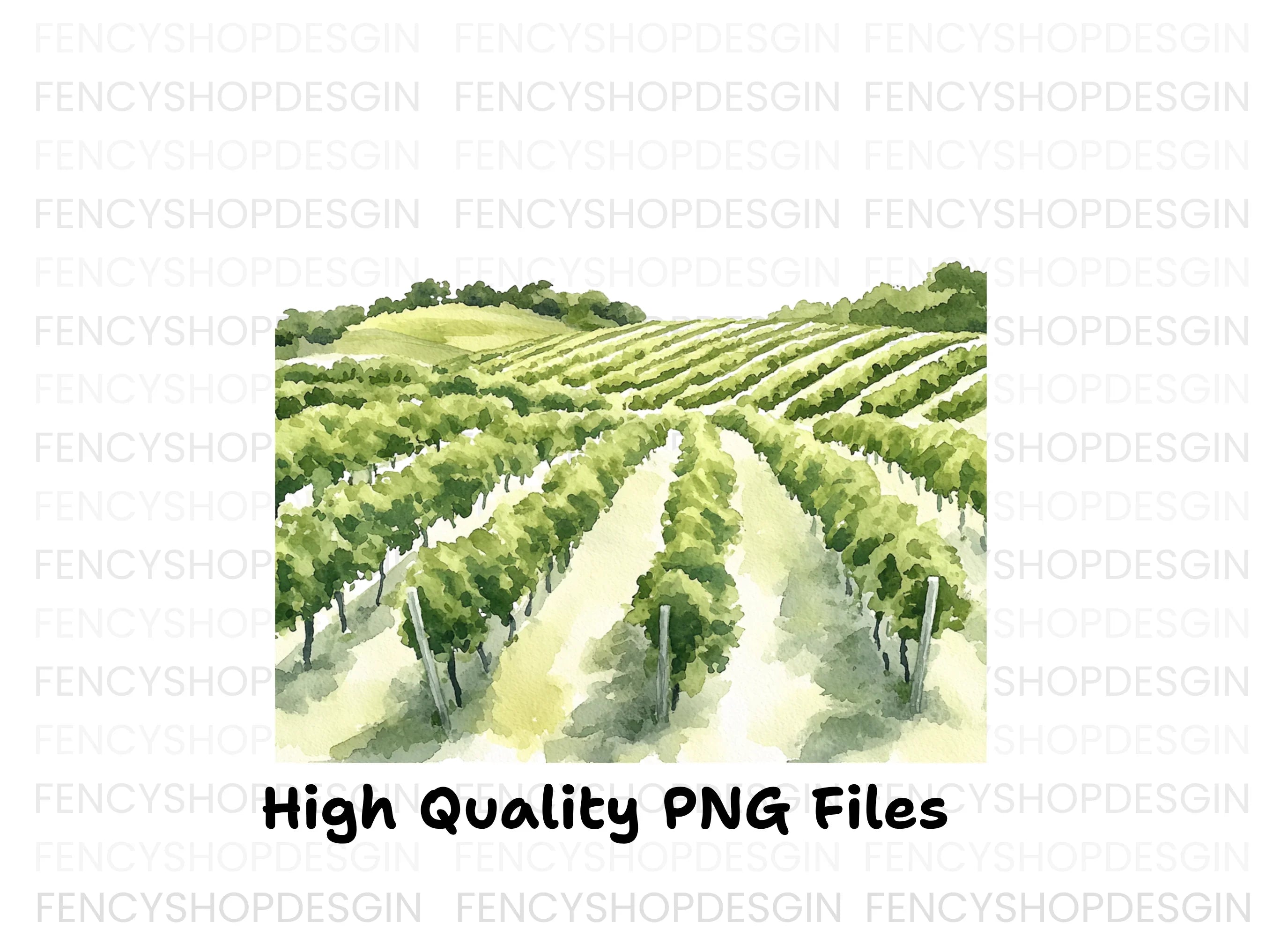 Green Vineyard Rows Clipart Bundle