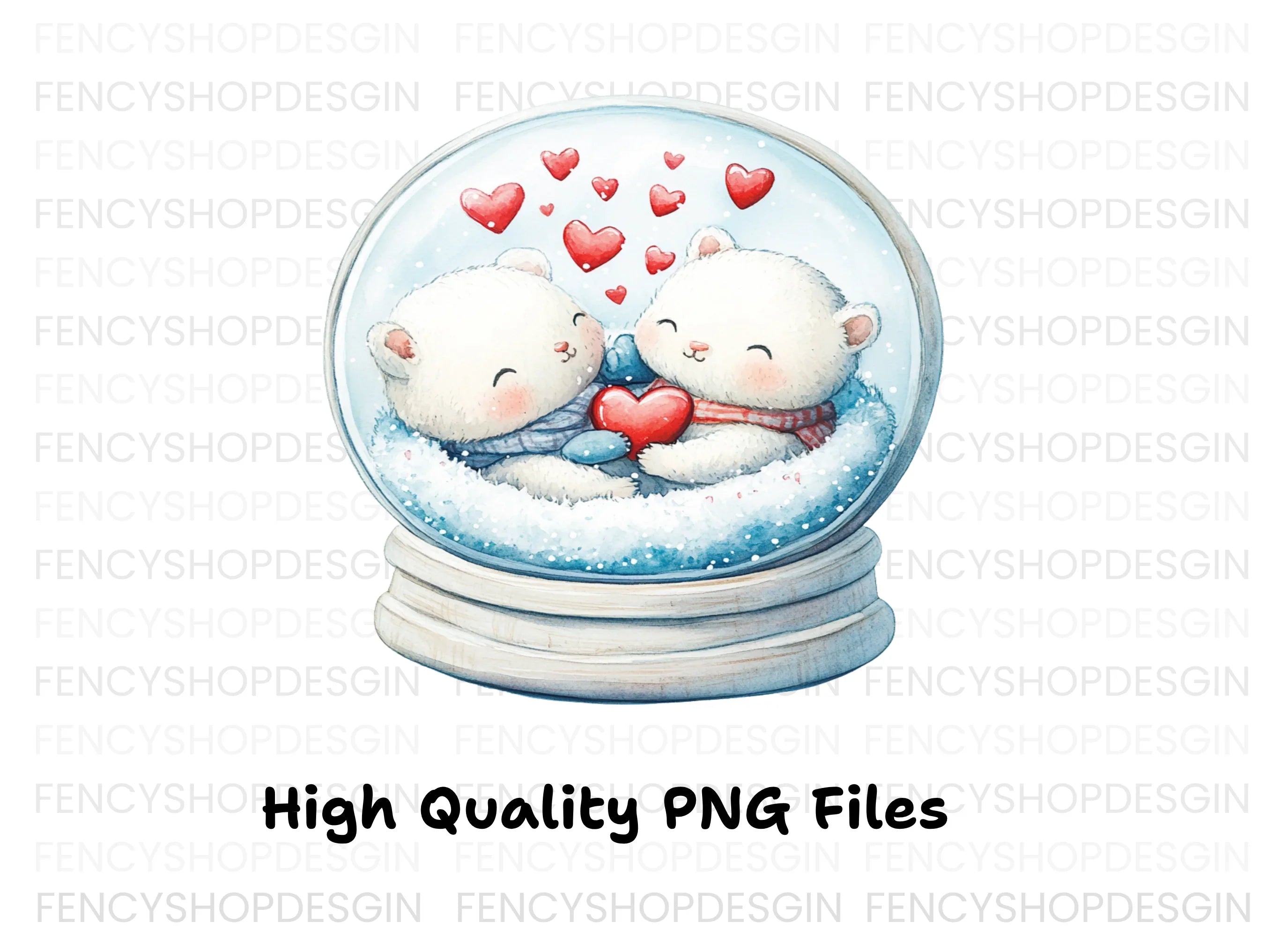 Cute Animal Couple Snow Globes Clipart Bundle