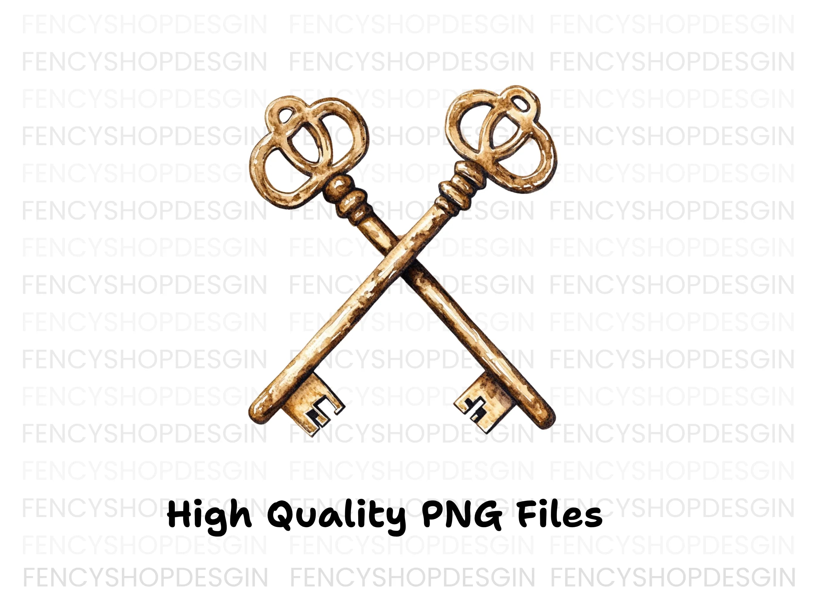 Vintage Crossed Keys Clipart Bundle