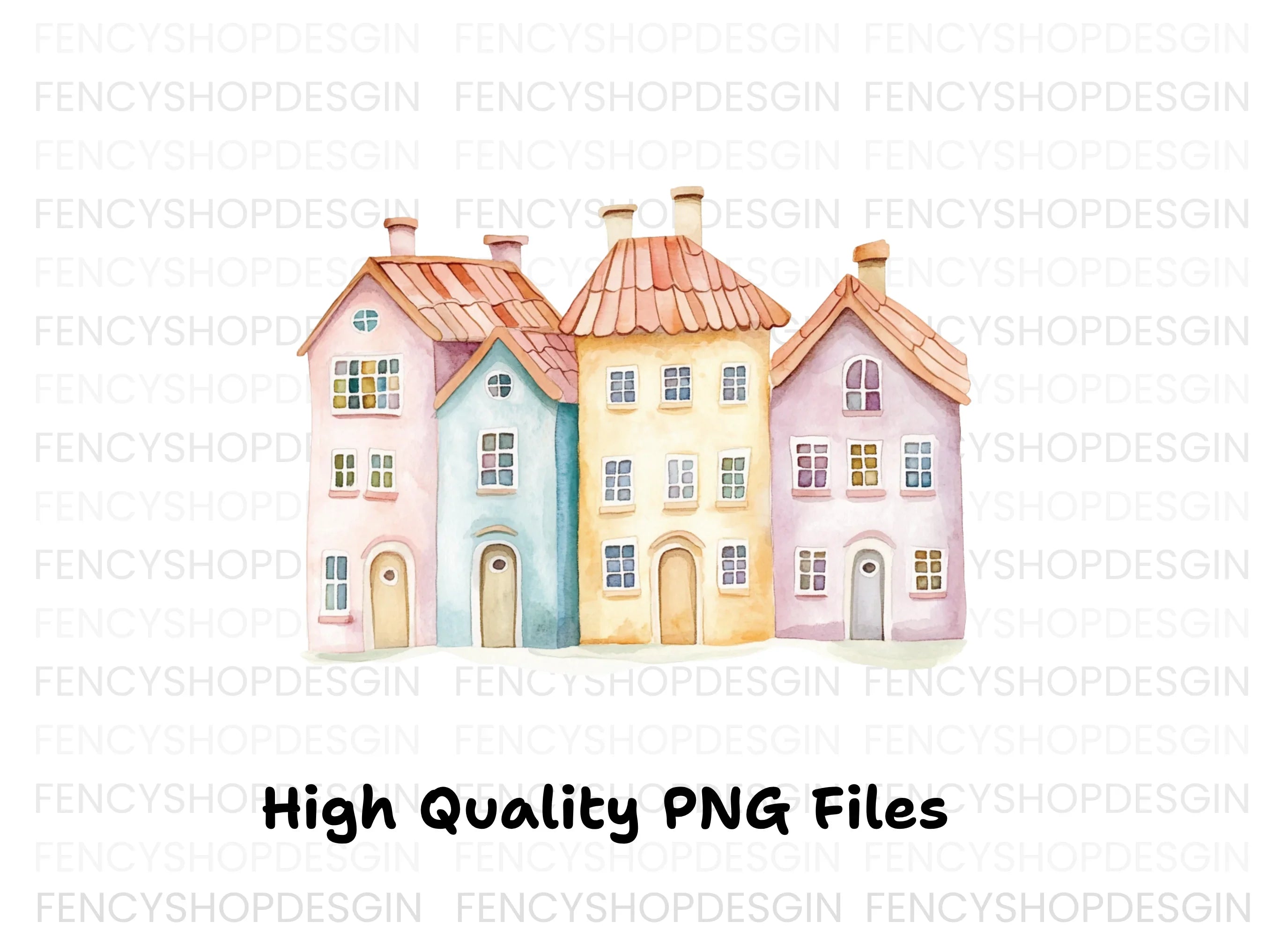 European Townhouses Clipart Bundle