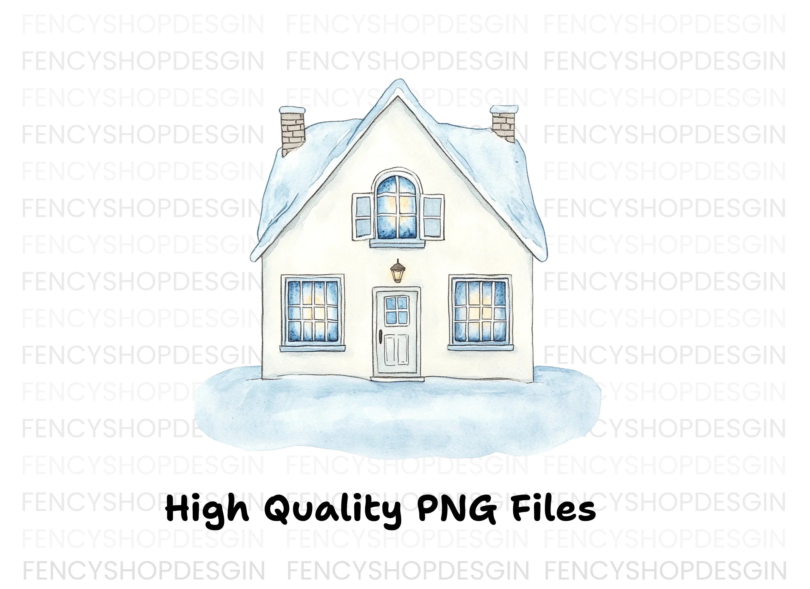 Cozy Winter Houses Clipart Bundle
