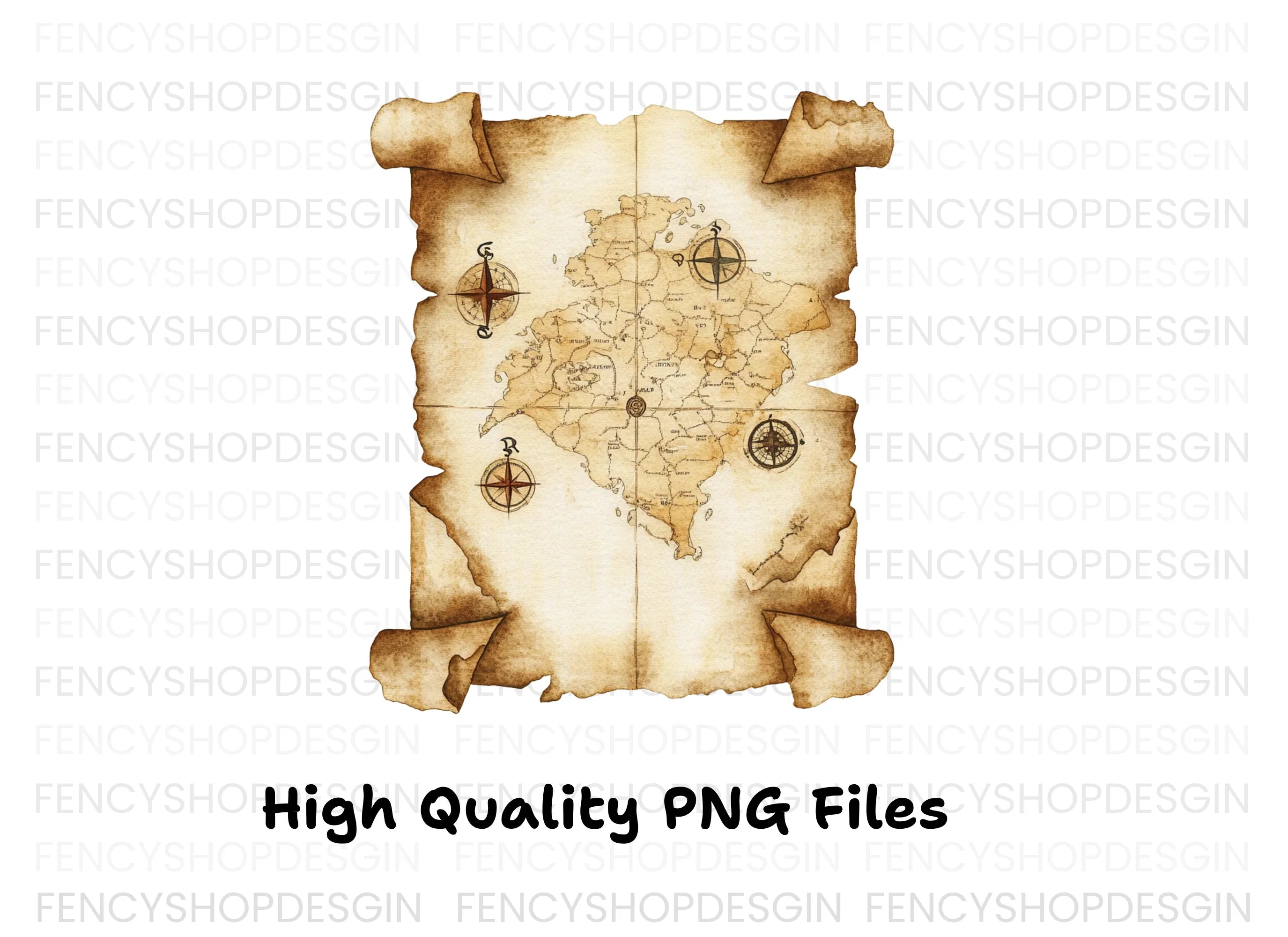 Vintage Treasure Map Clipart Bundle