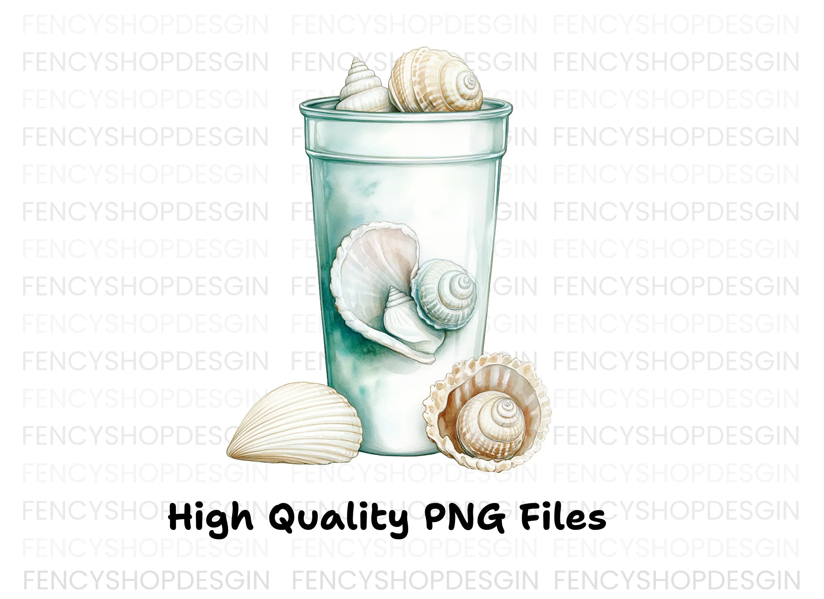 Seashells in Glass Clipart Bundle