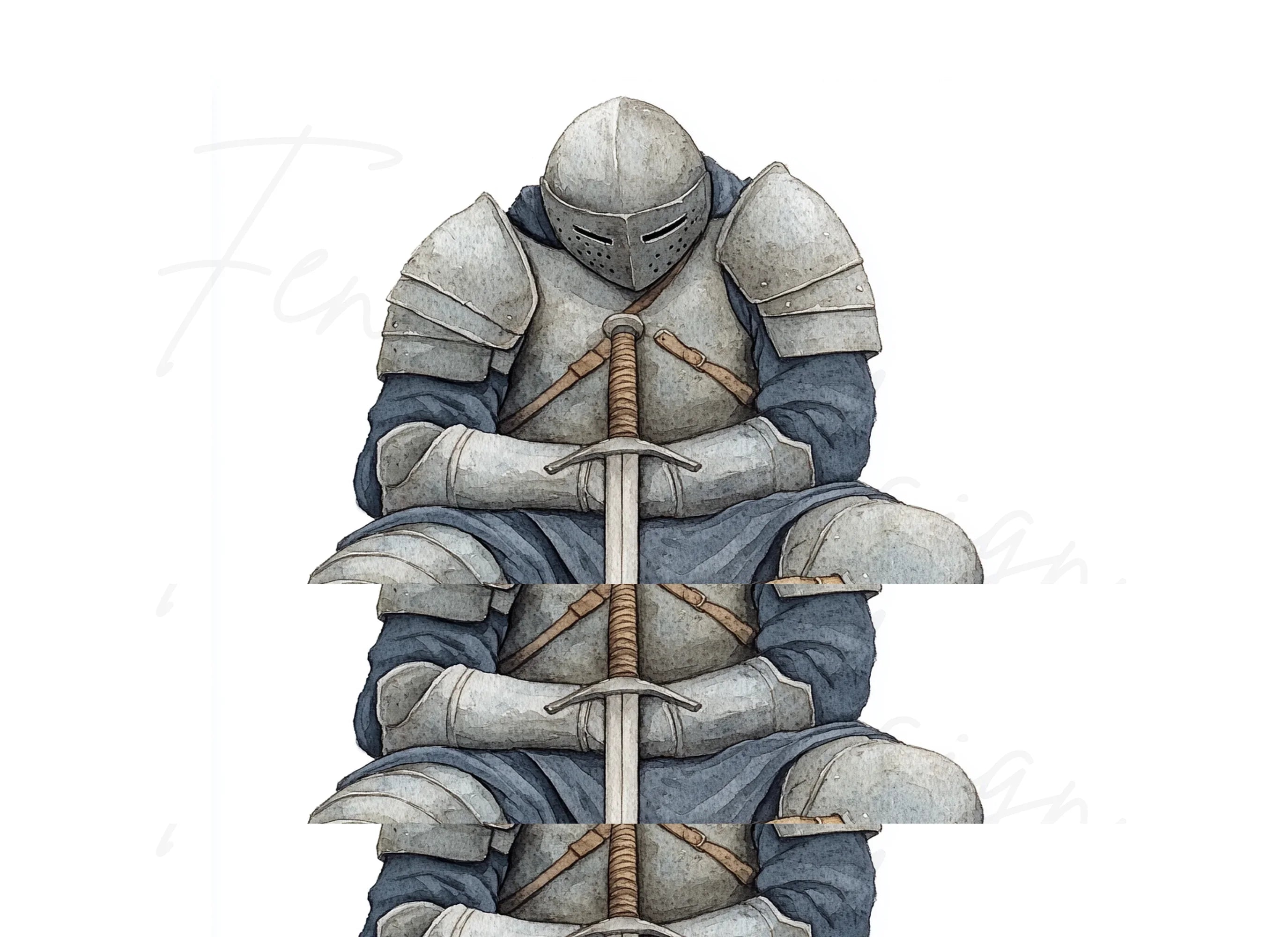 Medieval Knights Resting Clipart Bundle