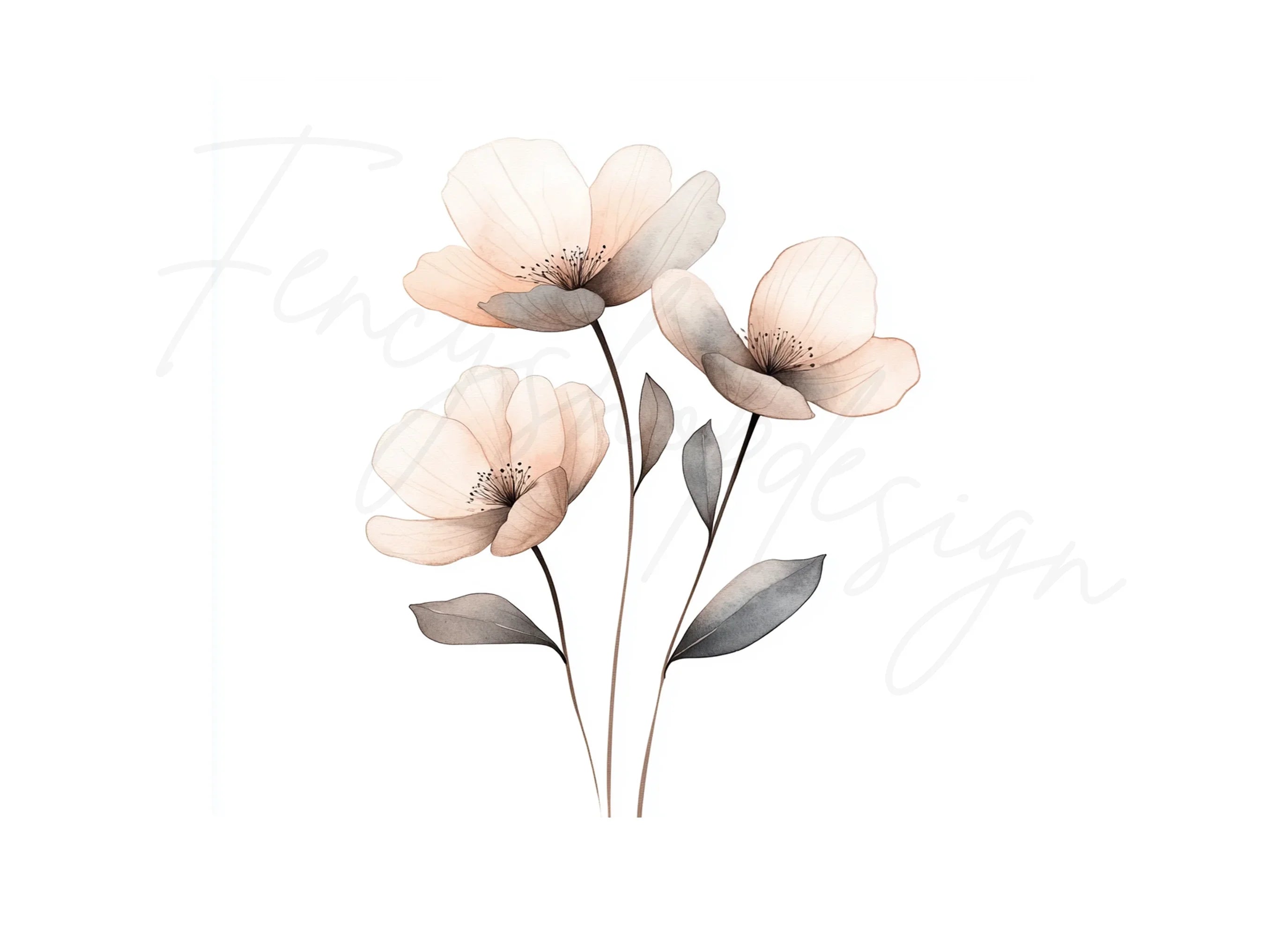 Elegant Translucent Floral Clipart Bundle