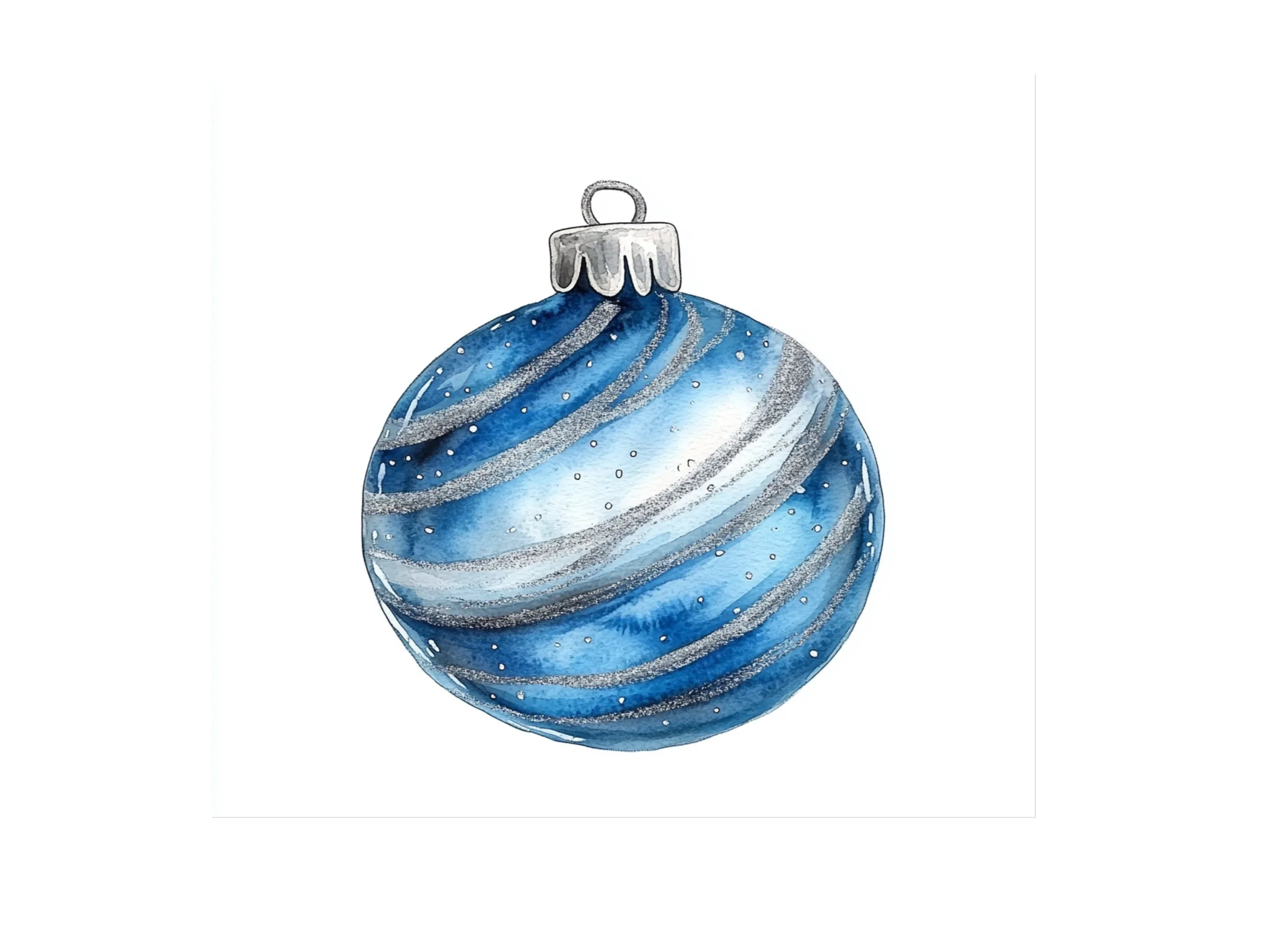 Blue Christmas Ornaments Clipart Bundle
