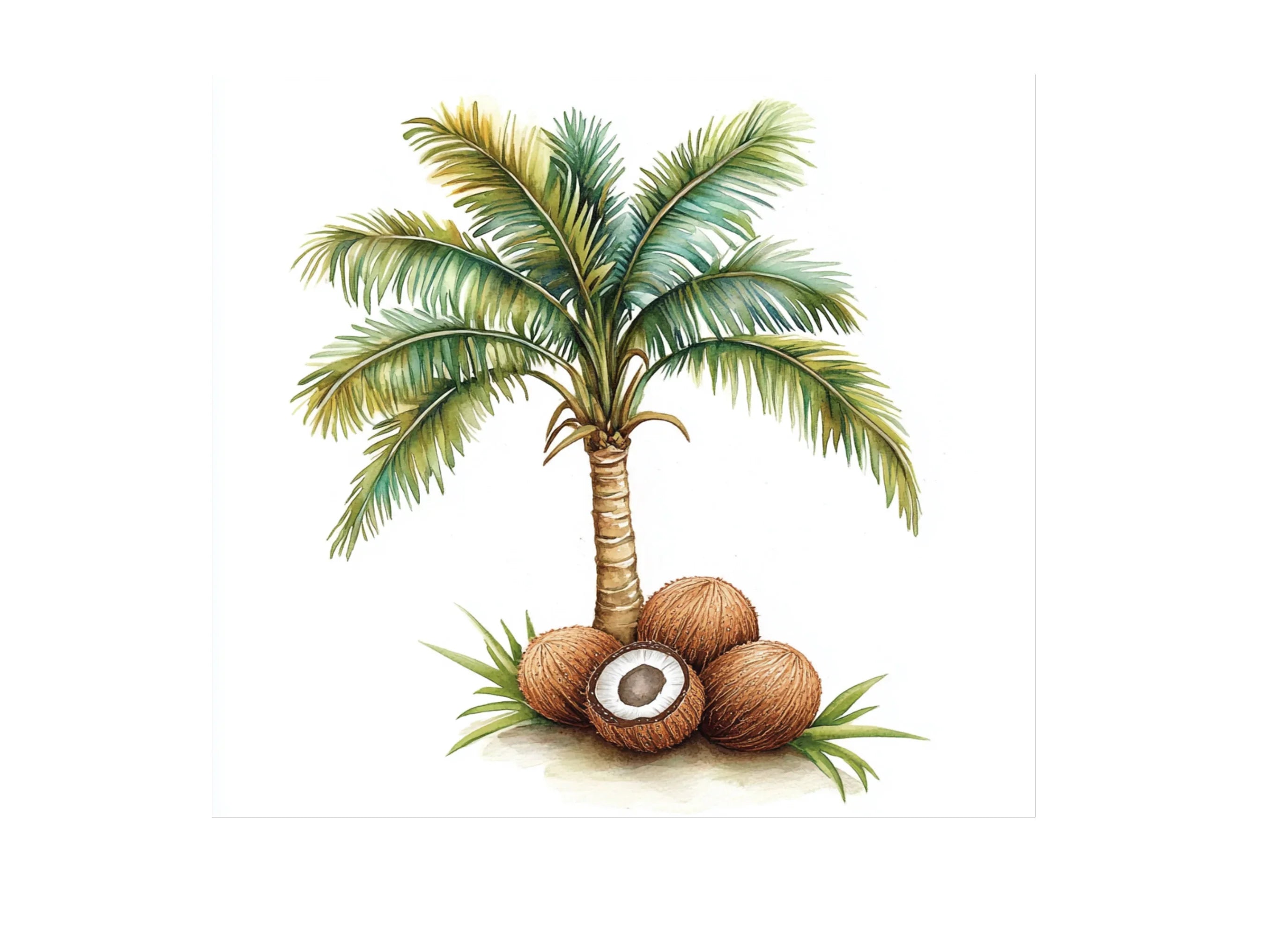 Palm Trees with Coconuts Clipart Bundle