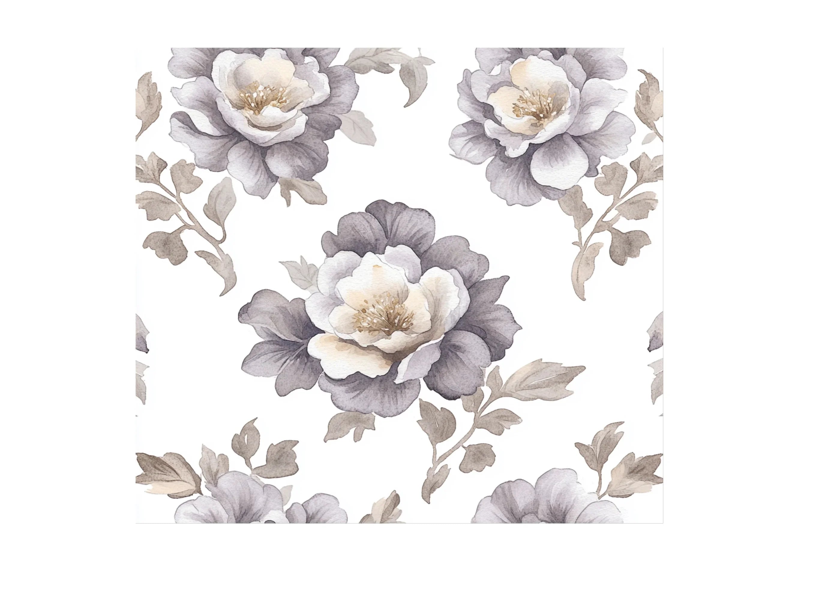 Soft Grey and White Floral Clipart Bundle