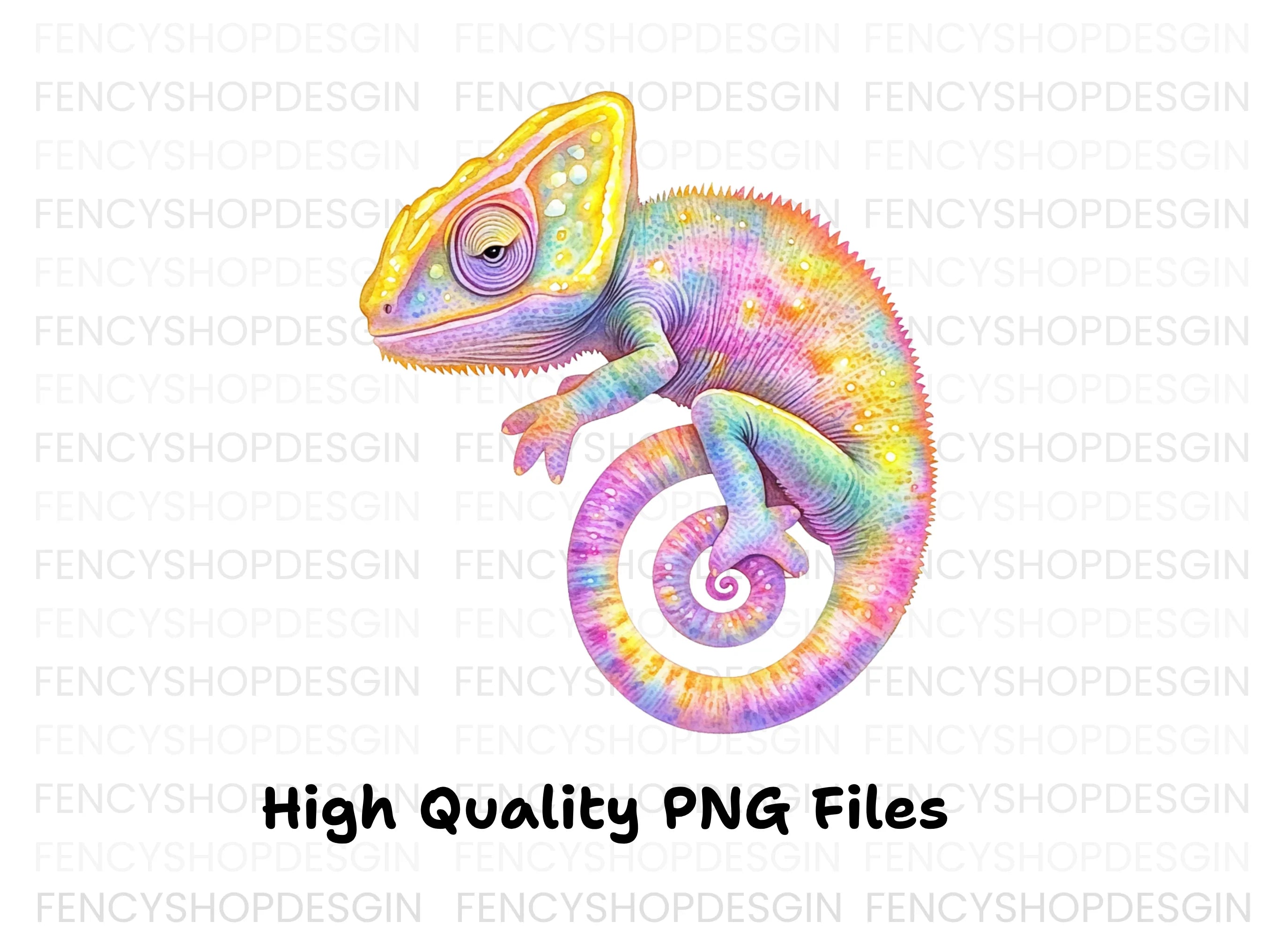 Vibrant Rainbow Chameleon Clipart Bundle