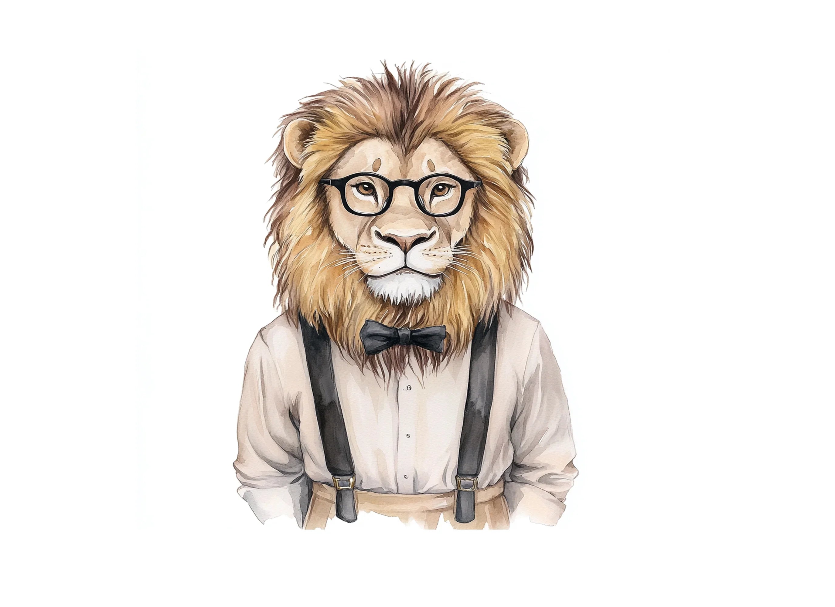 Hipster Lion with Glasses Clipart Bundle