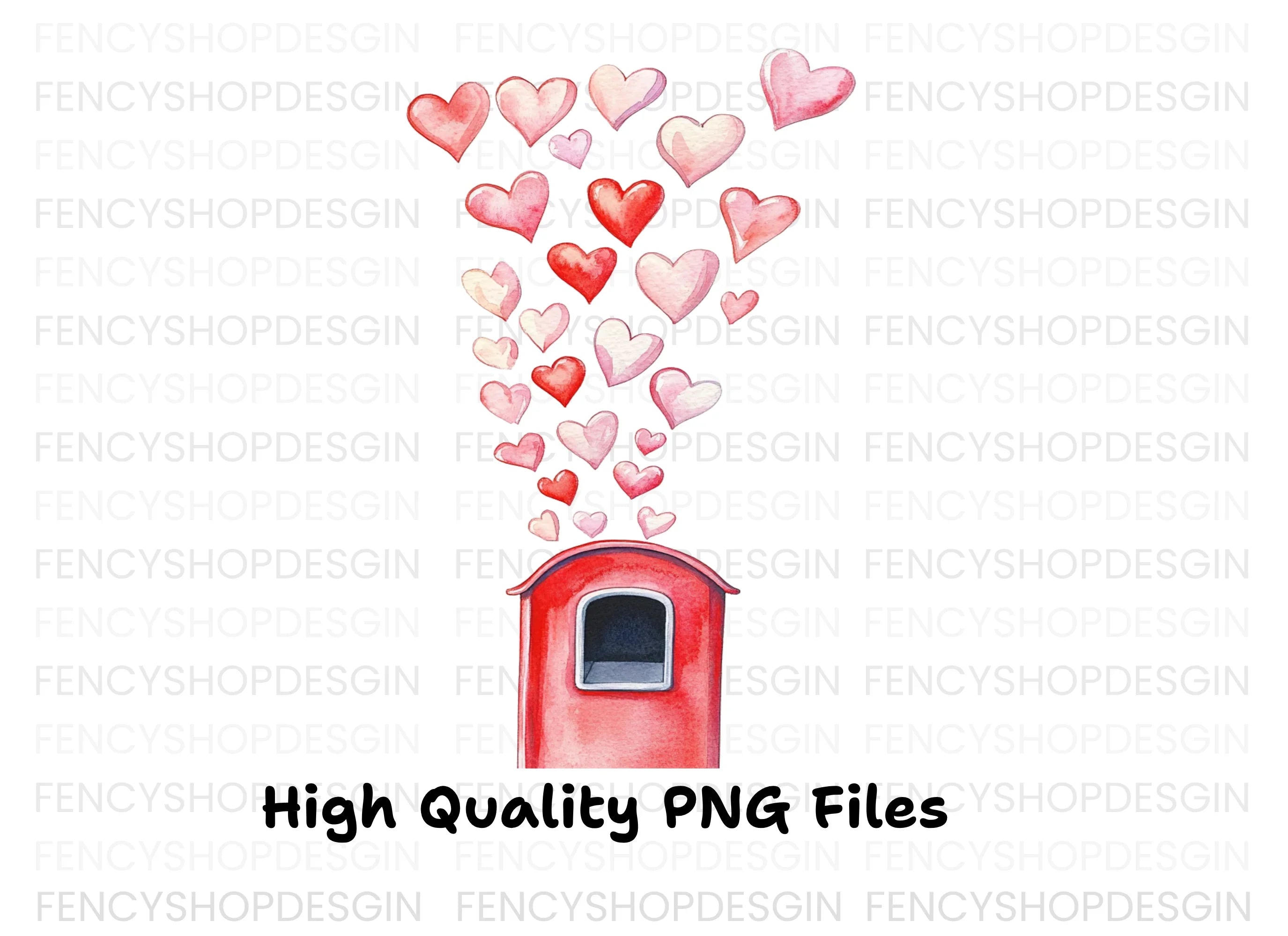 Valentine's Day Mailbox with Hearts Clipart Bundle