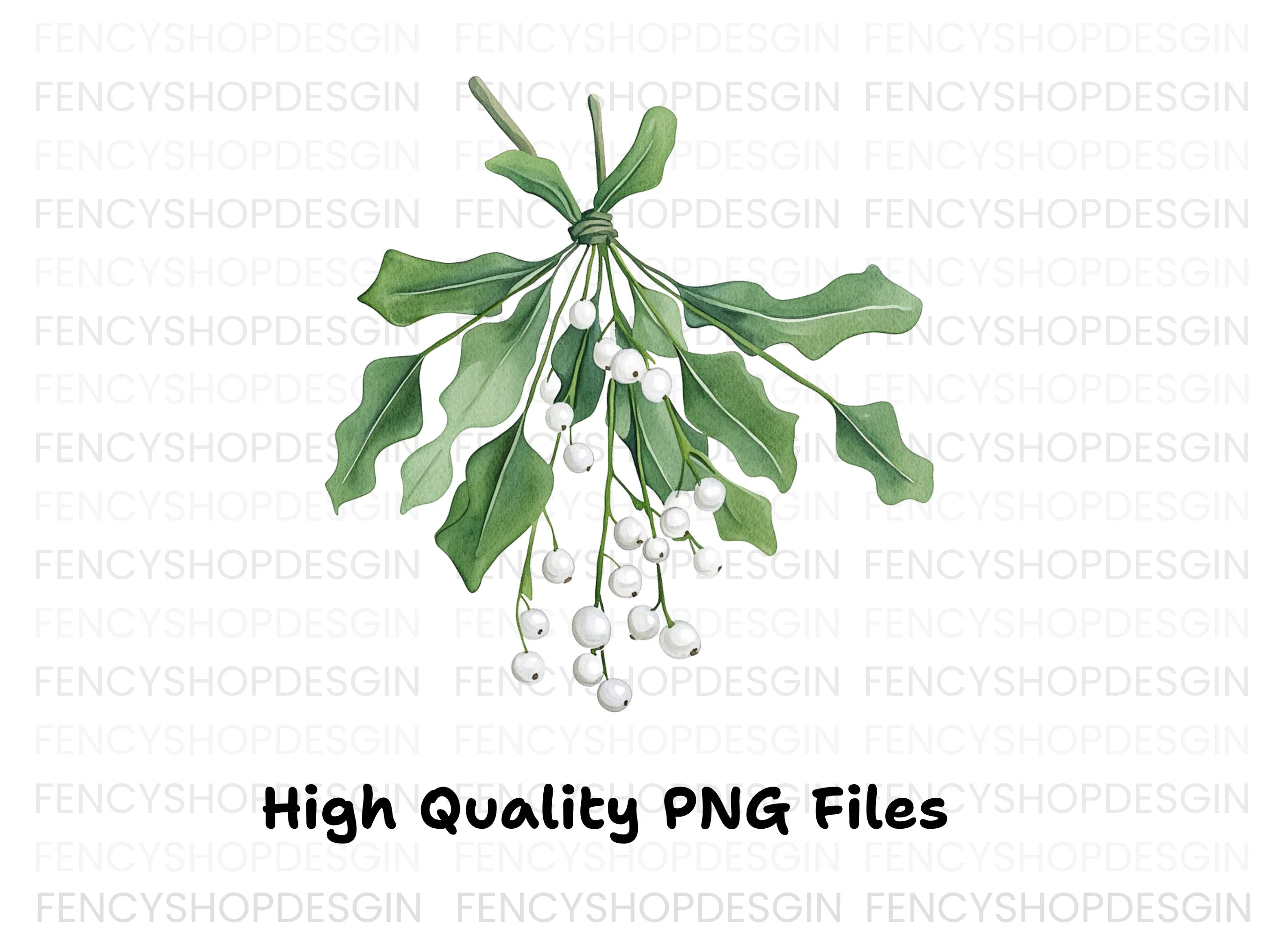 Mistletoe Sprigs Christmas Clipart Bundle