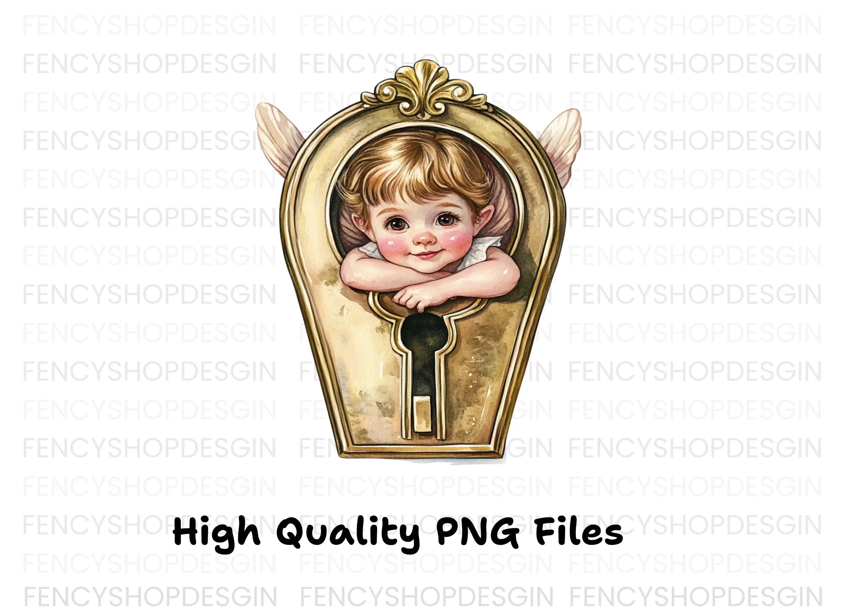 Cute Cherub Keyhole Clipart Bundle