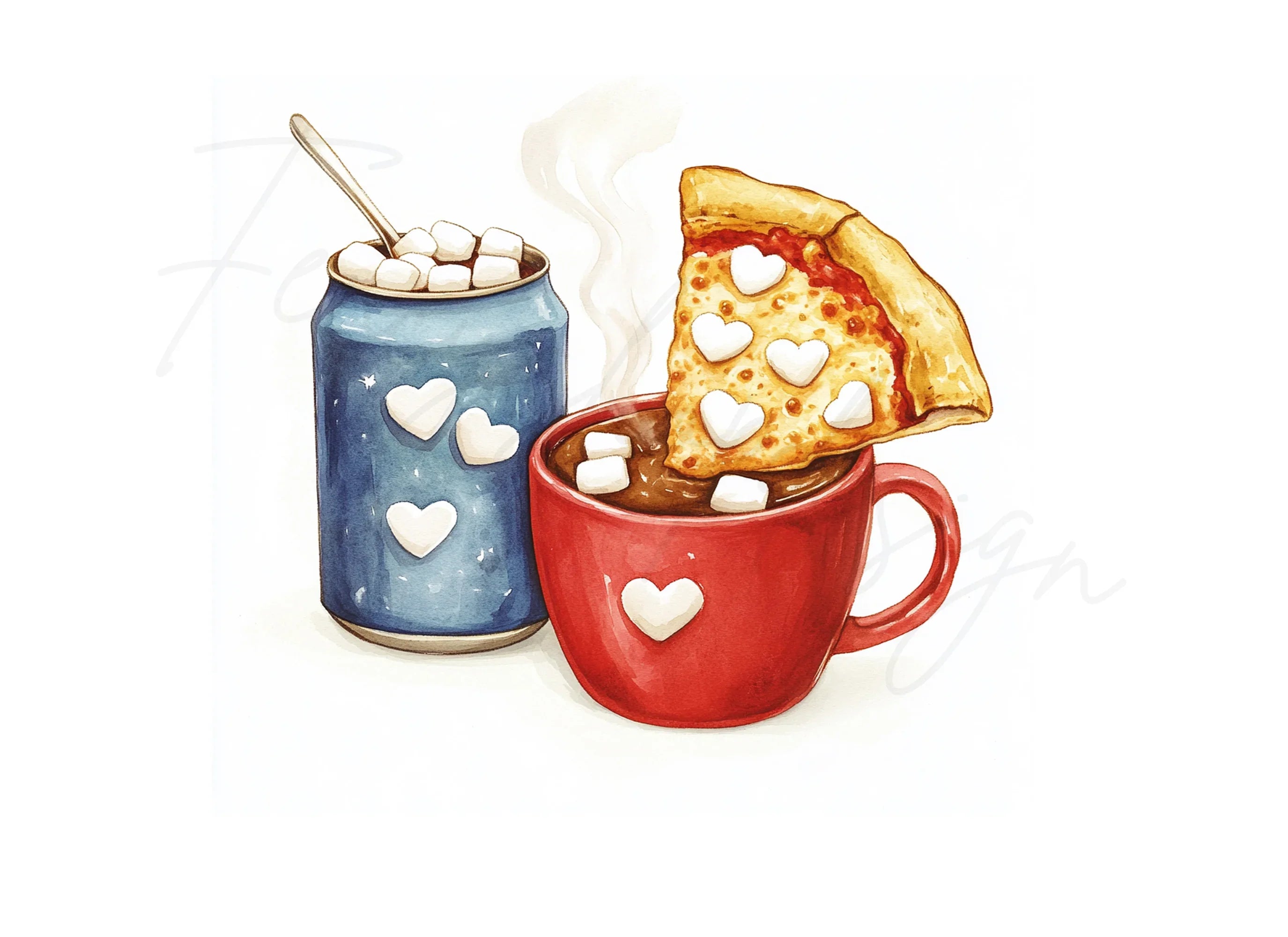 Hot Chocolate Pizza Love Clipart Bundle