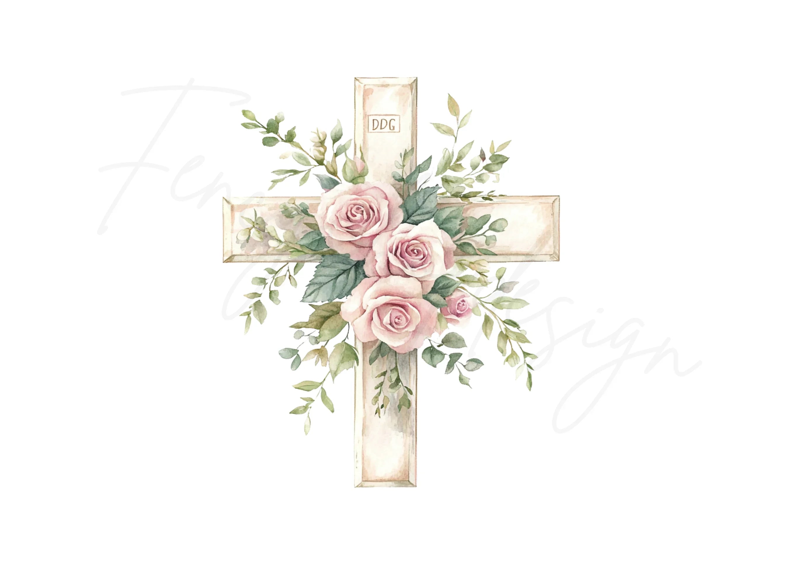 Crosses with Pink Roses Clipart Bundle