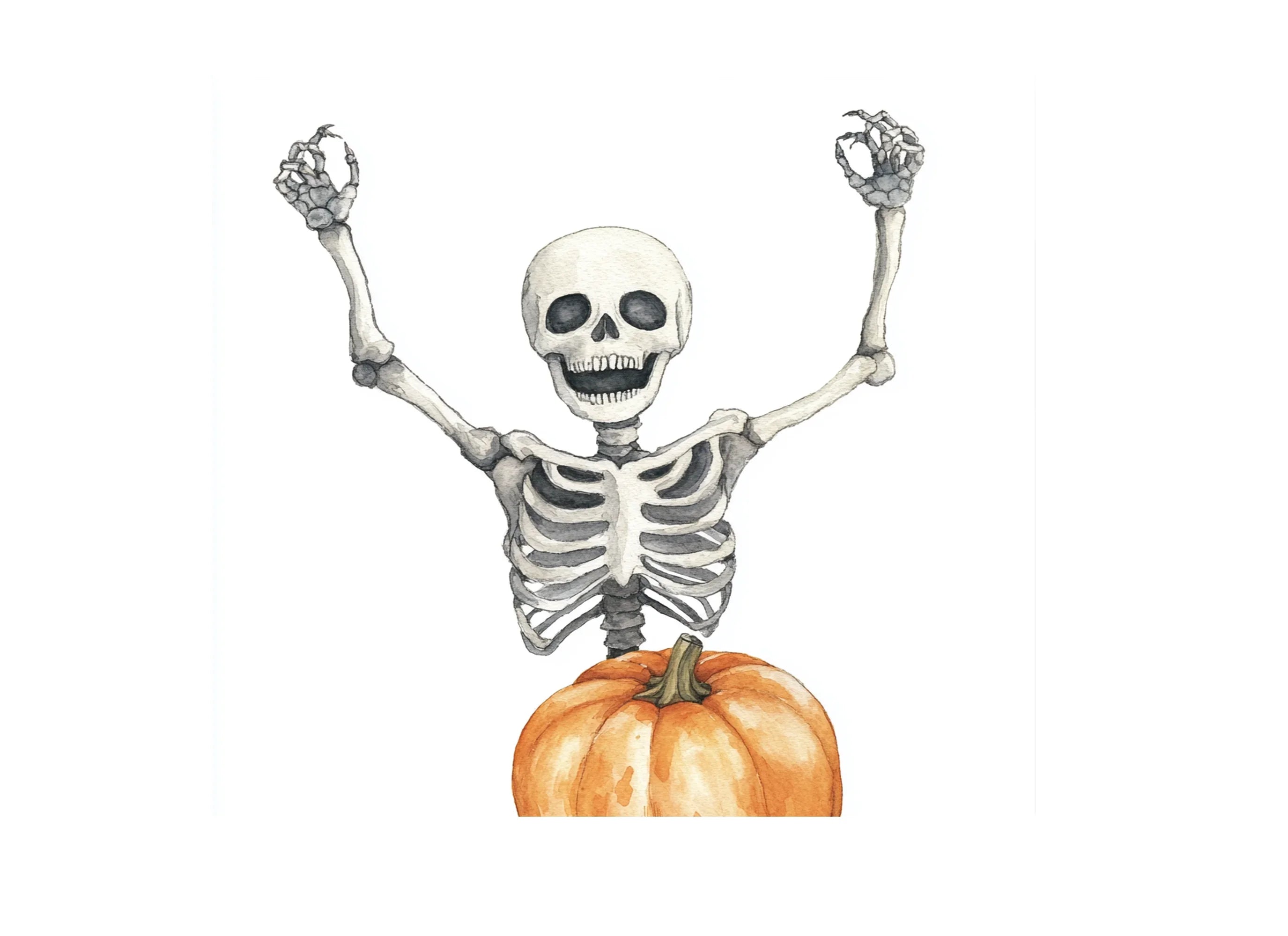 Cute Skeleton Pumpkin Clipart Bundle