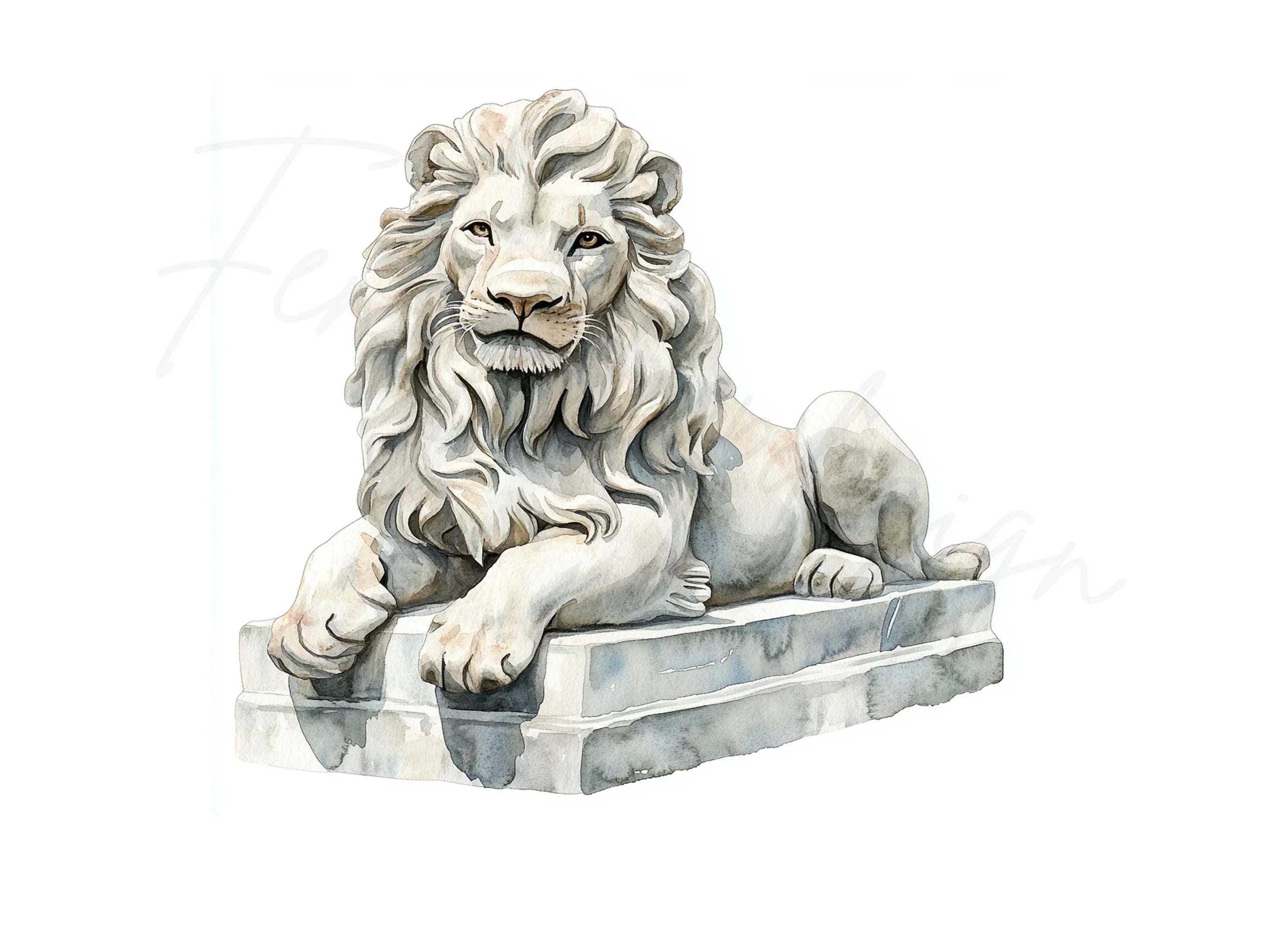 Majestic Lion Statues Clipart Bundle