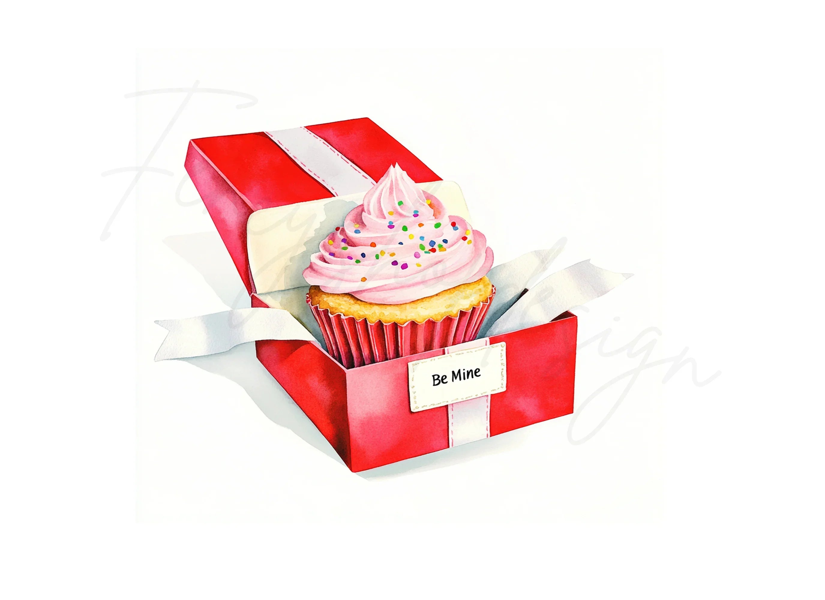 Valentine Cupcake Gift Box Clipart Bundle