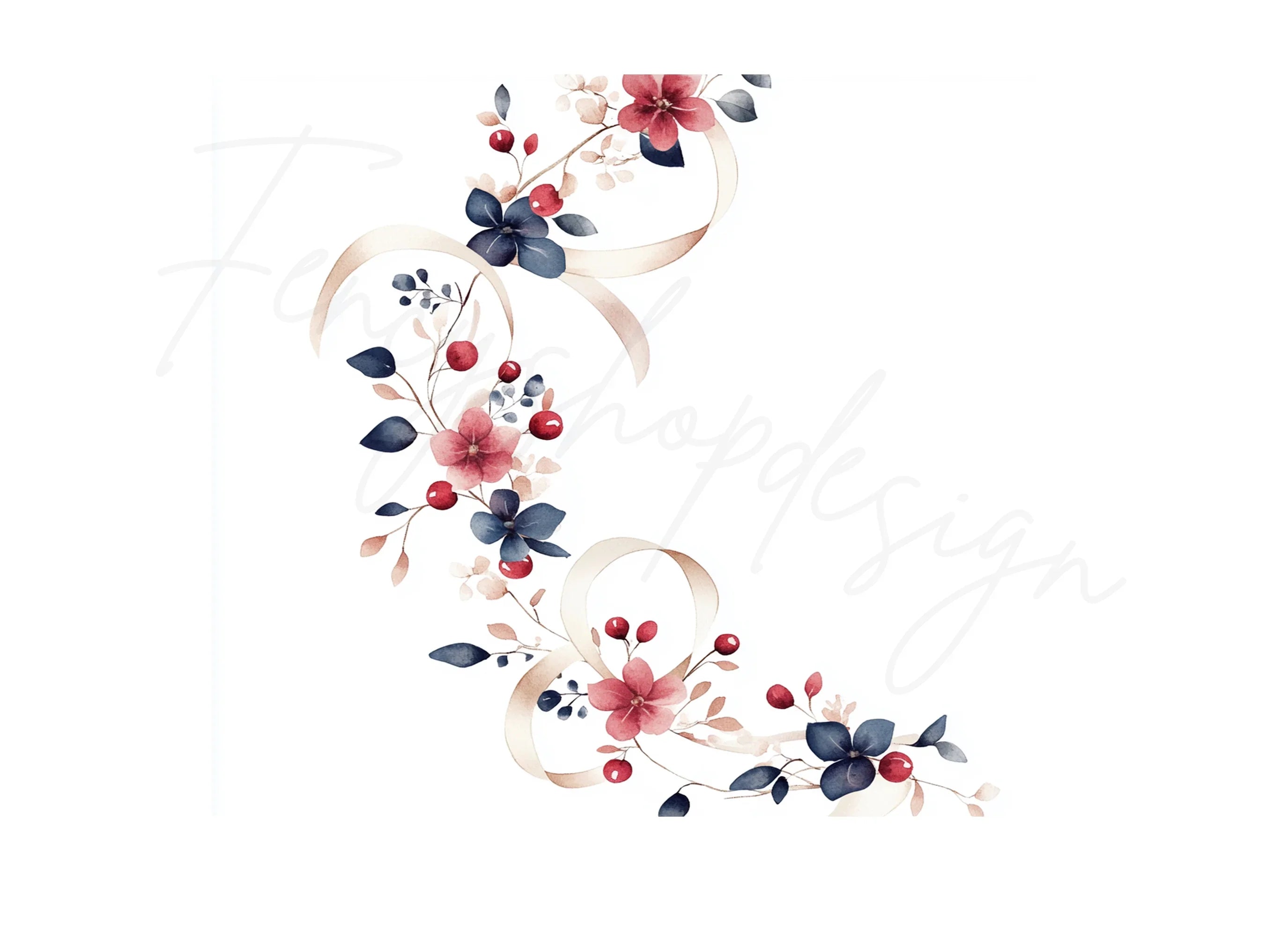 Floral Ribbon Corner Clipart Bundle