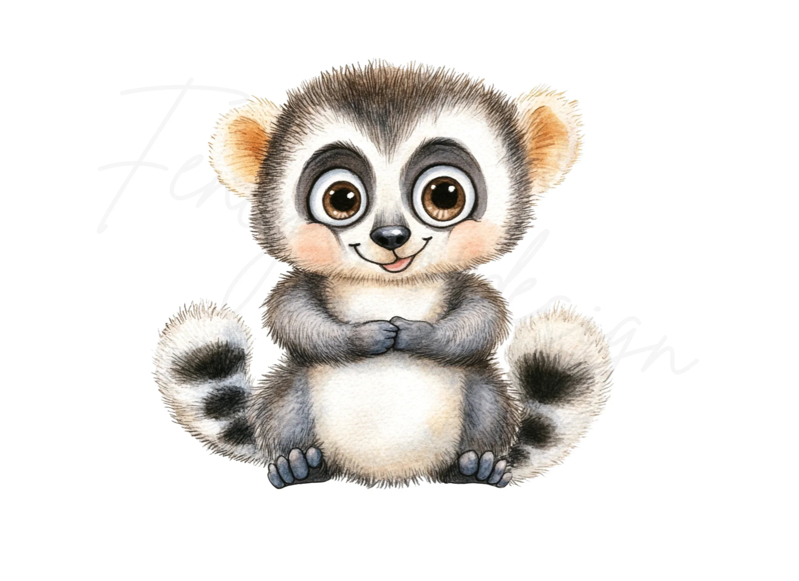Cute Baby Lemurs Clipart Bundle