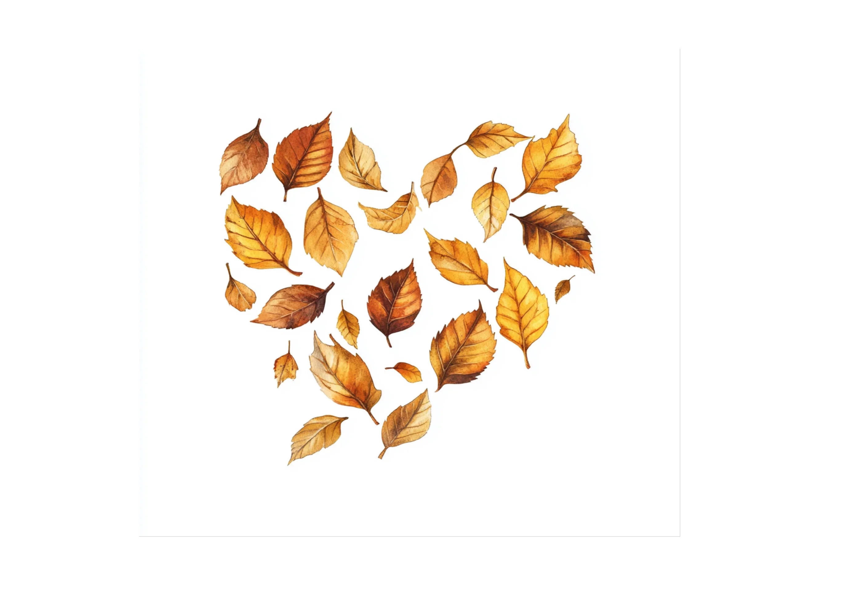 Autumn Leaves Heart Shape Clipart Bundle