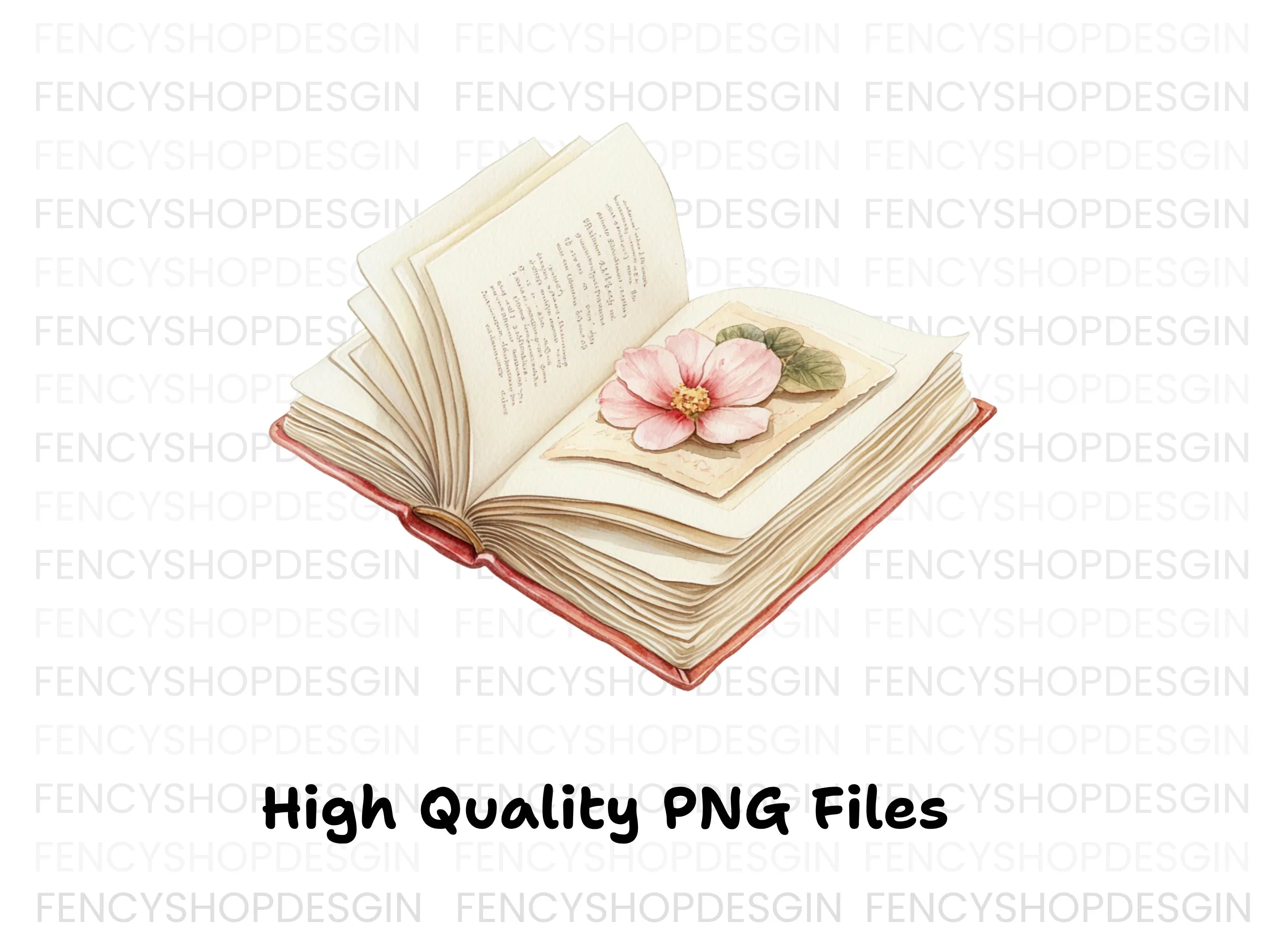 Open Books with Flowers and Hearts Clipart Bundle