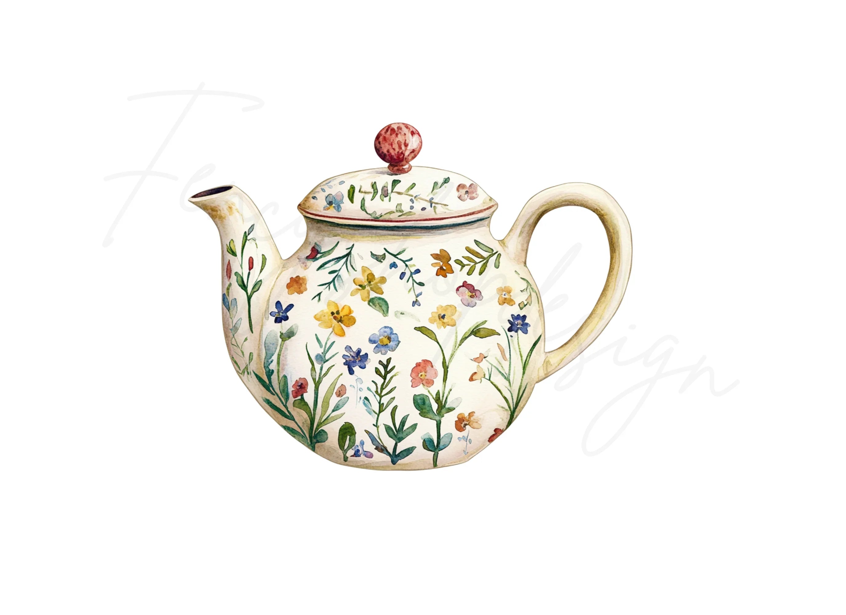 Floral Teapots Clipart Bundle