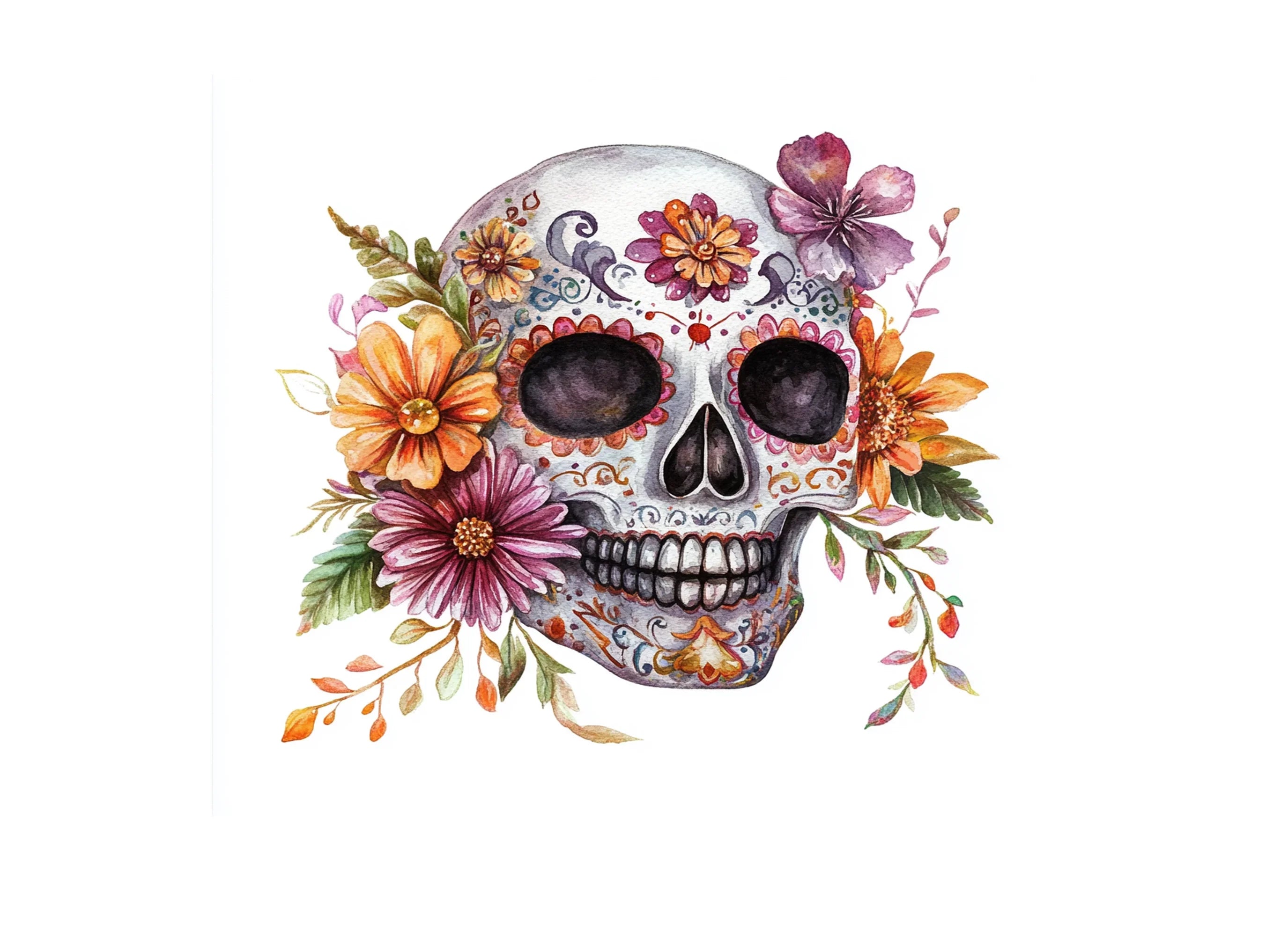 Vibrant Sugar Skull Clipart Bundle